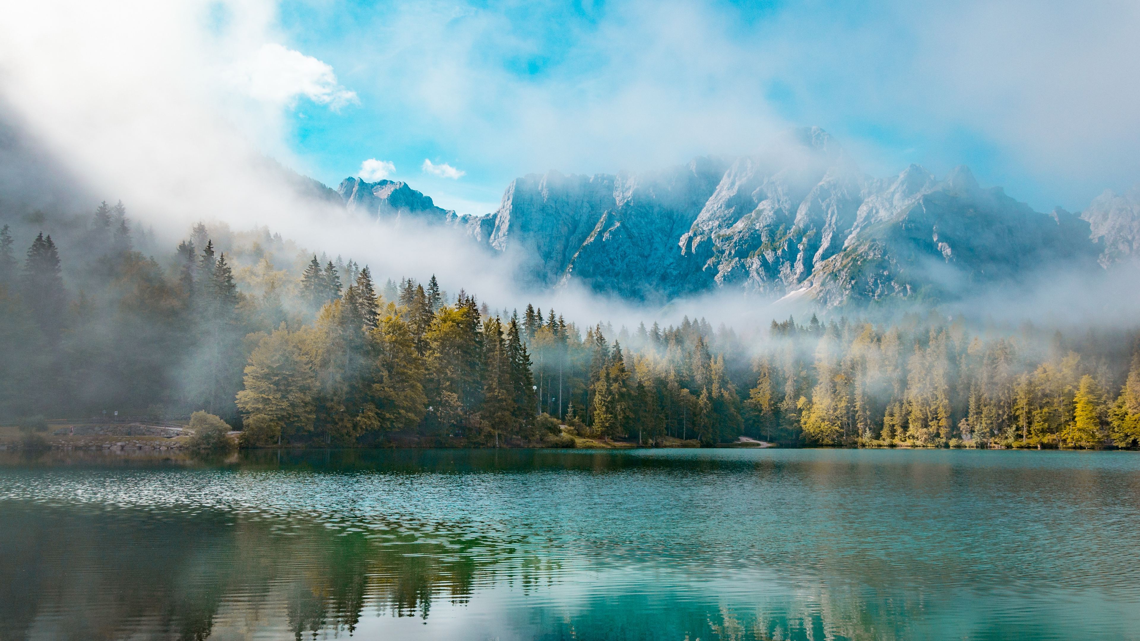 Lago montano con nebbia, 3840x2160 4K, Desktop 4K