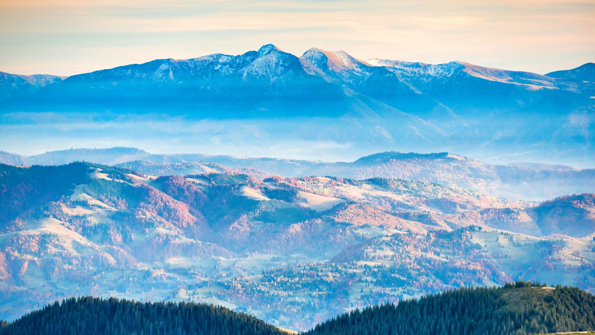 Montagne blu nebbiose, 1920x1080 Full HD 1080p, PC Desktop