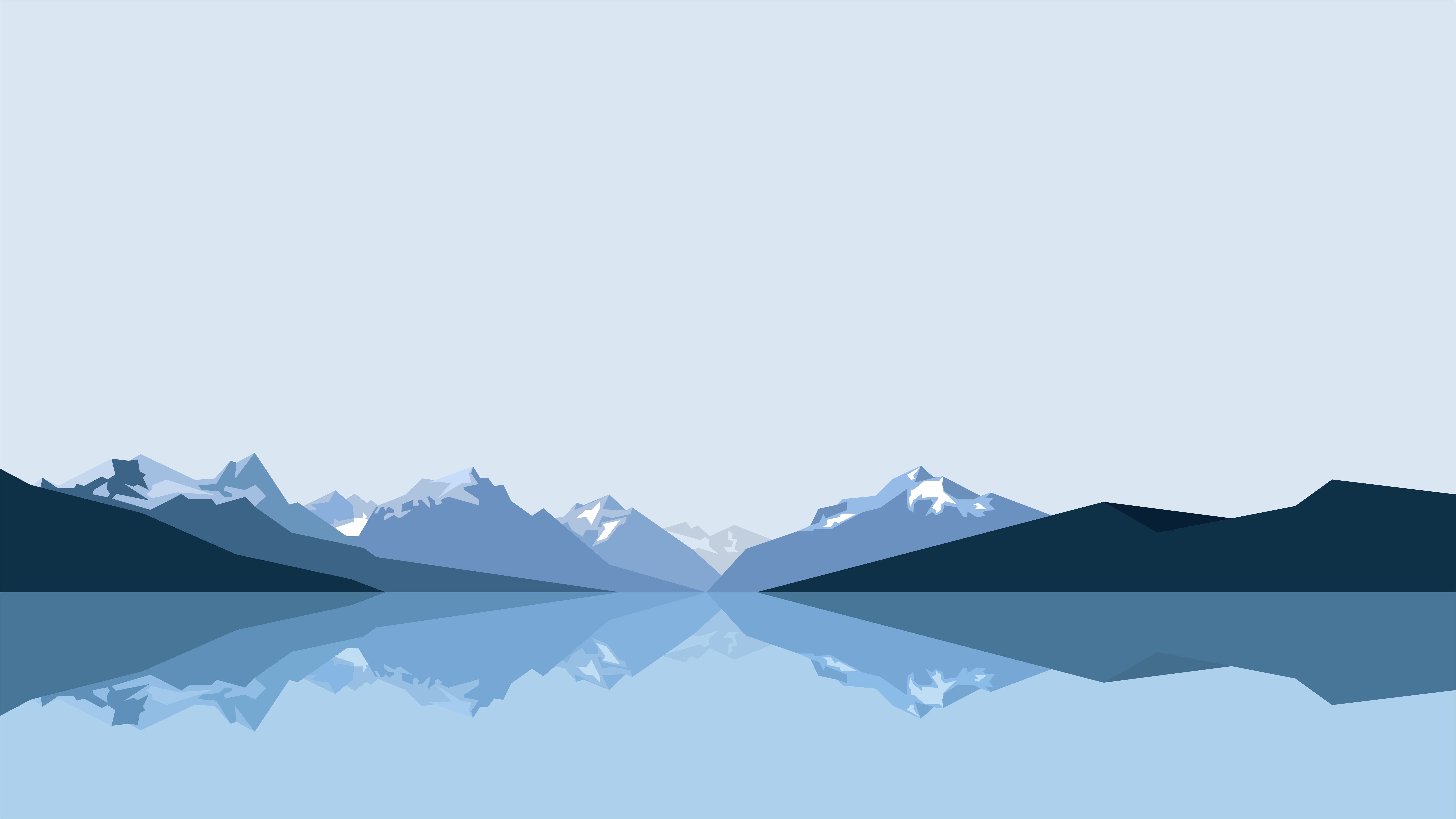Montagne blu minimaliste con riflesso, 7680x4320 4K Ultra HD, Monitor 4K
