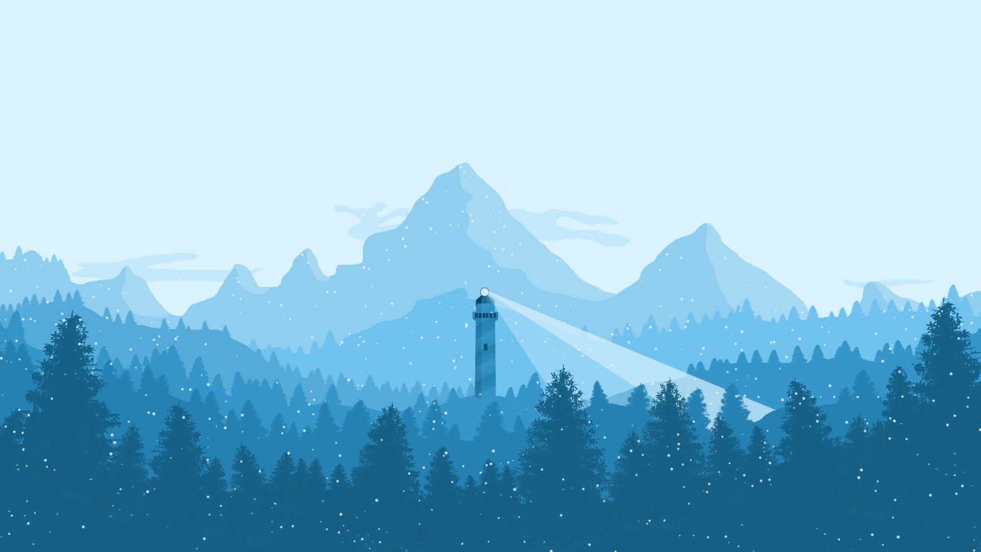 Faro montagne blu foresta, 1920x1080 Full HD, PC