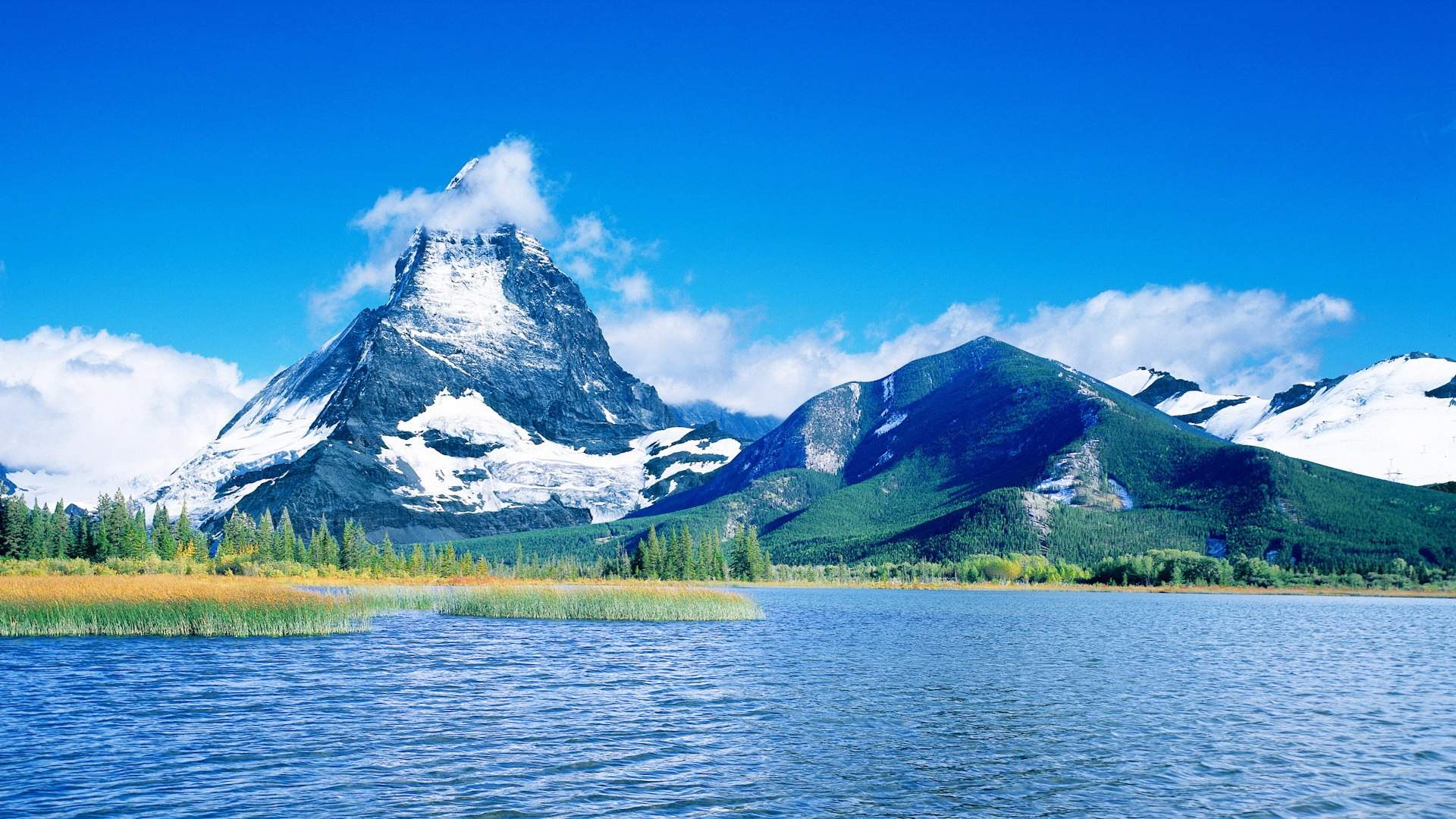 Montagna innevata con lago, 1920x1080 Full HD 1080p, Desktop