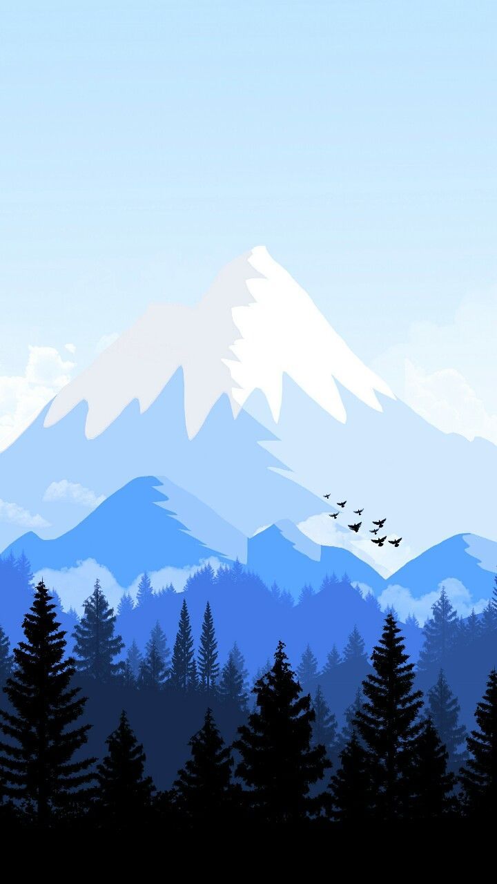 Montagne blu animate con foresta, 720x1280 Full HD Verticale, iPhone