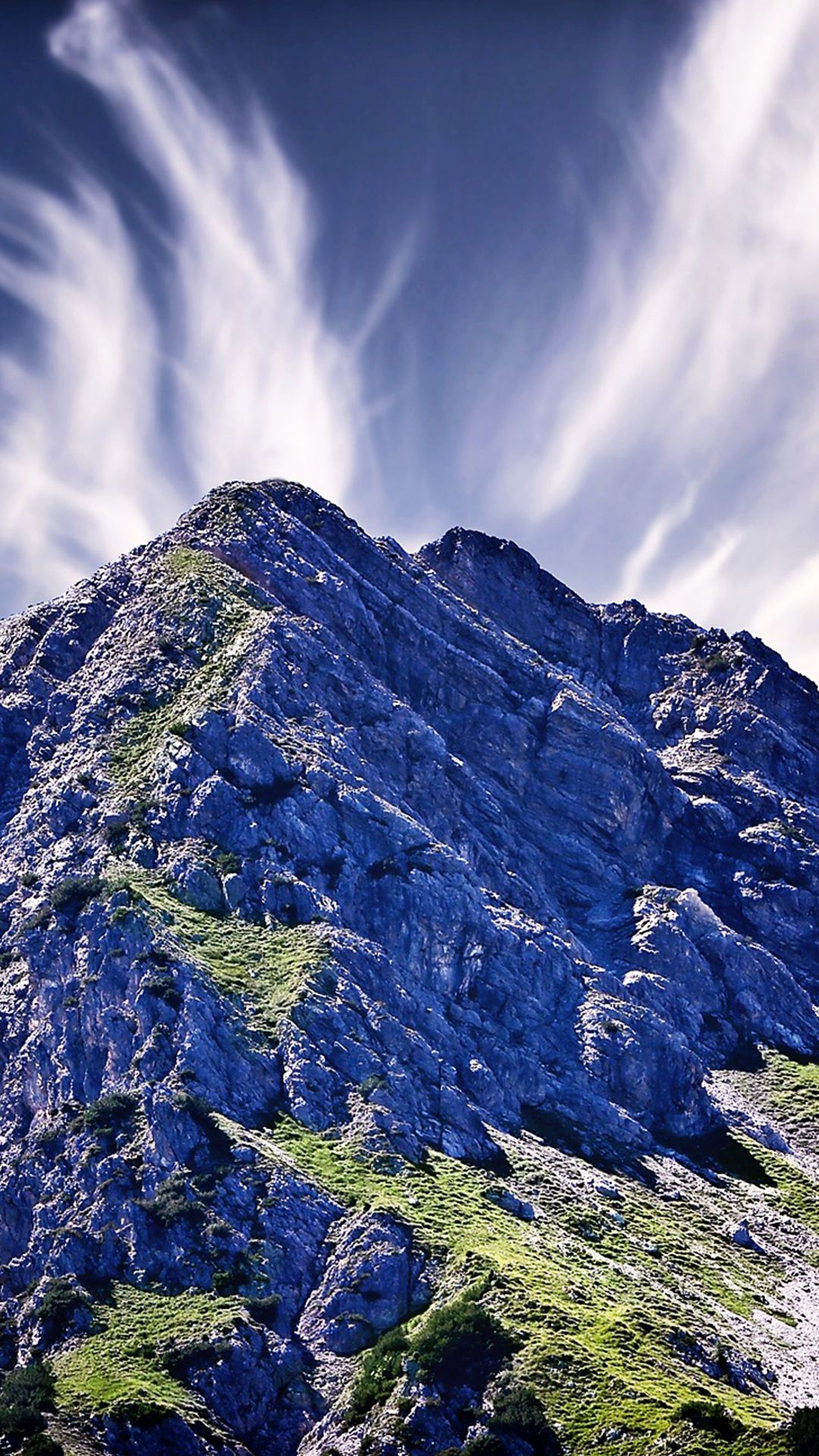 Picco montuoso blu con cielo, 1080x1920 Full HD Verticale, Smartphone
