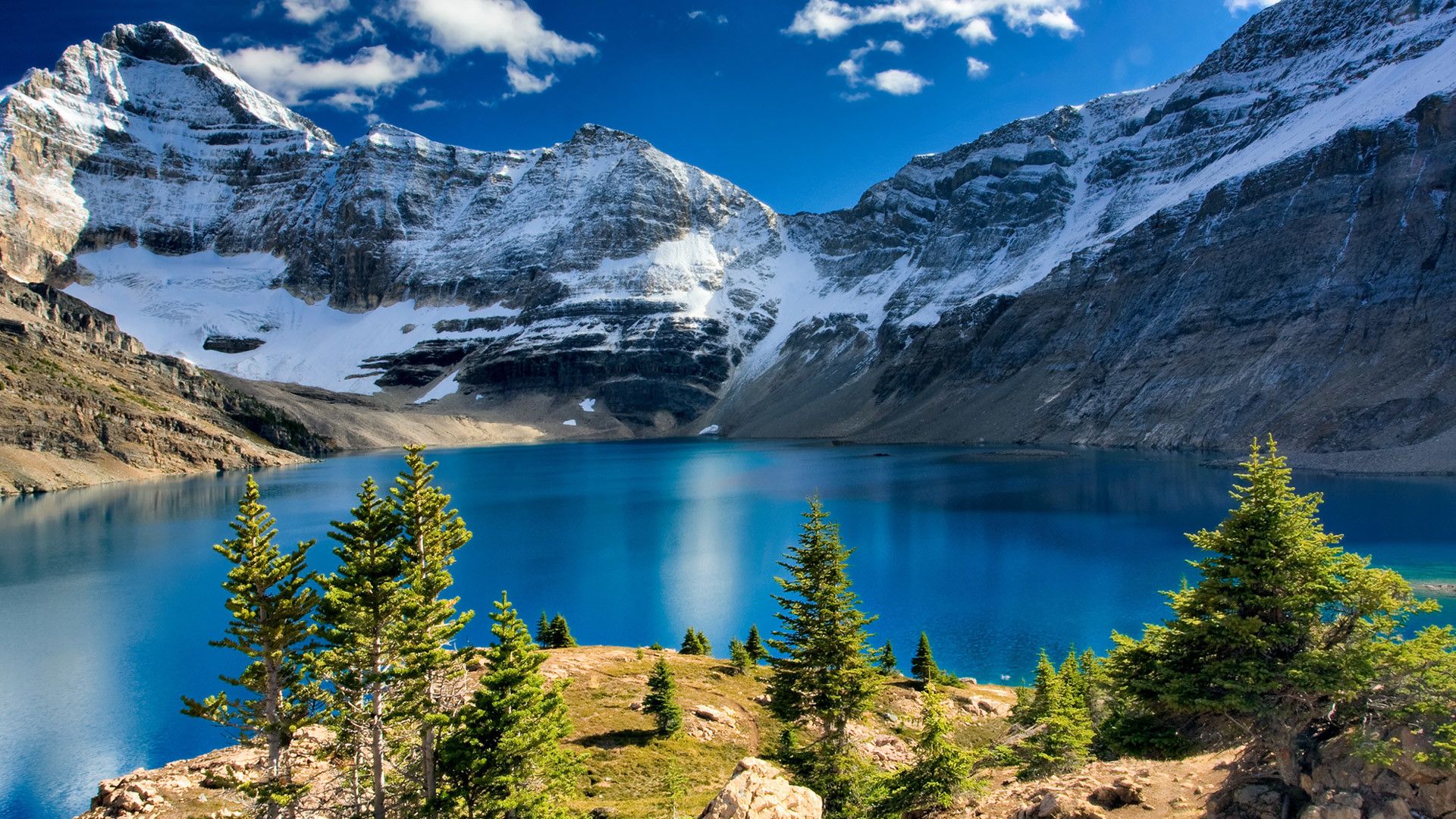 Lago blu montagne innevate, 1920x1080 Full HD, PC