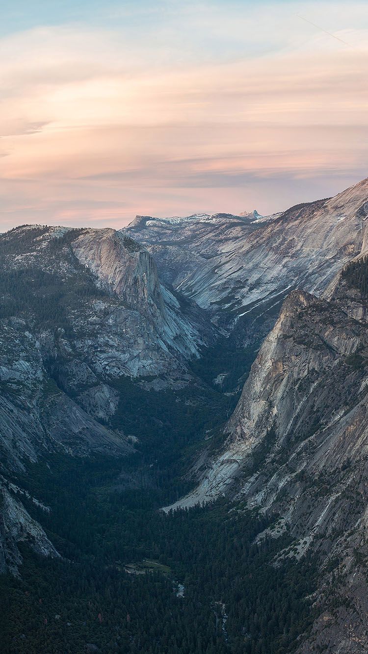 Vallata montuosa Yosemite al tramonto, 750x1334 Verticale, iPhone Plus