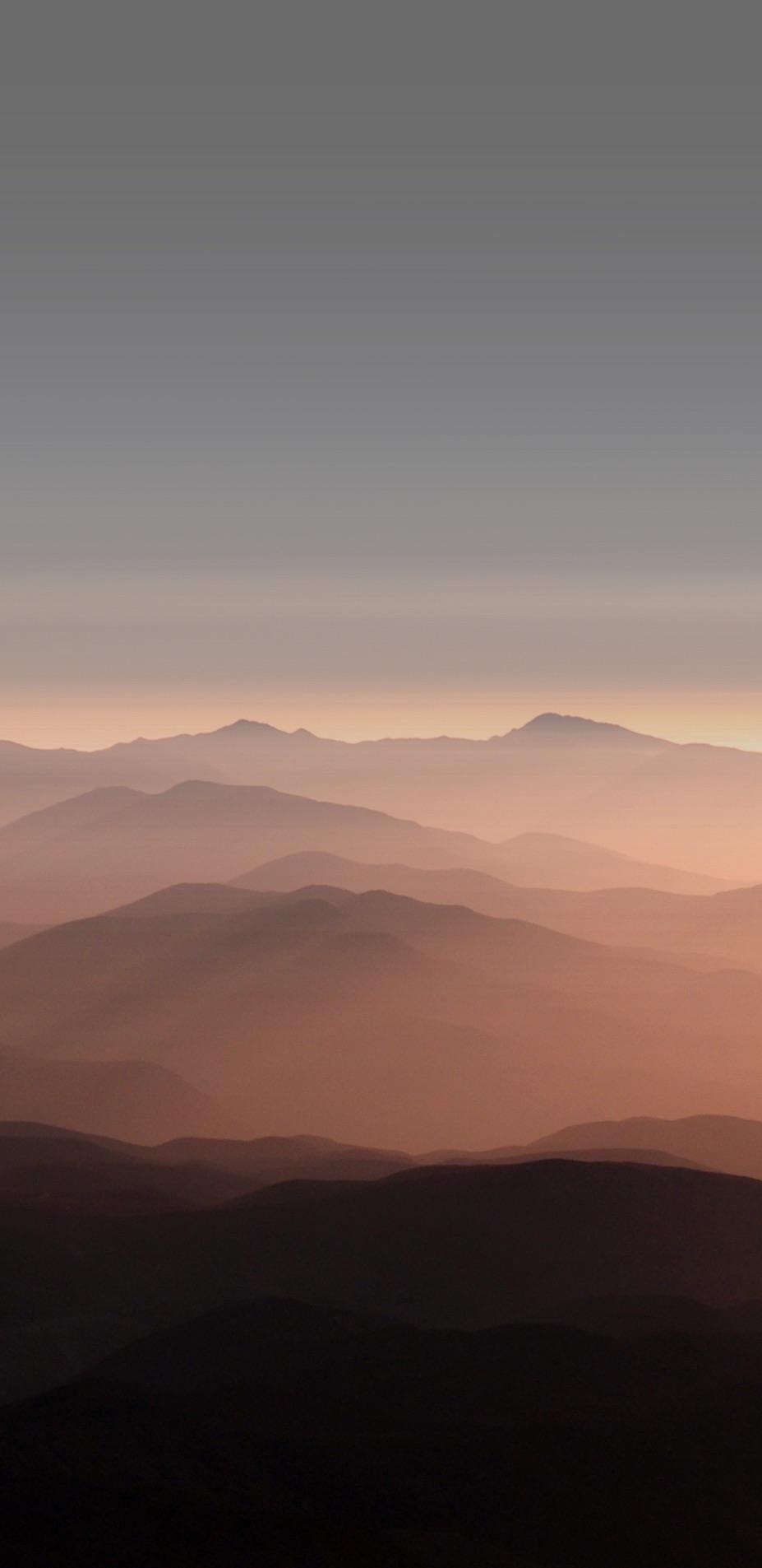 Montagne al tramonto, foschia, 927x1905 Verticale, iPhone