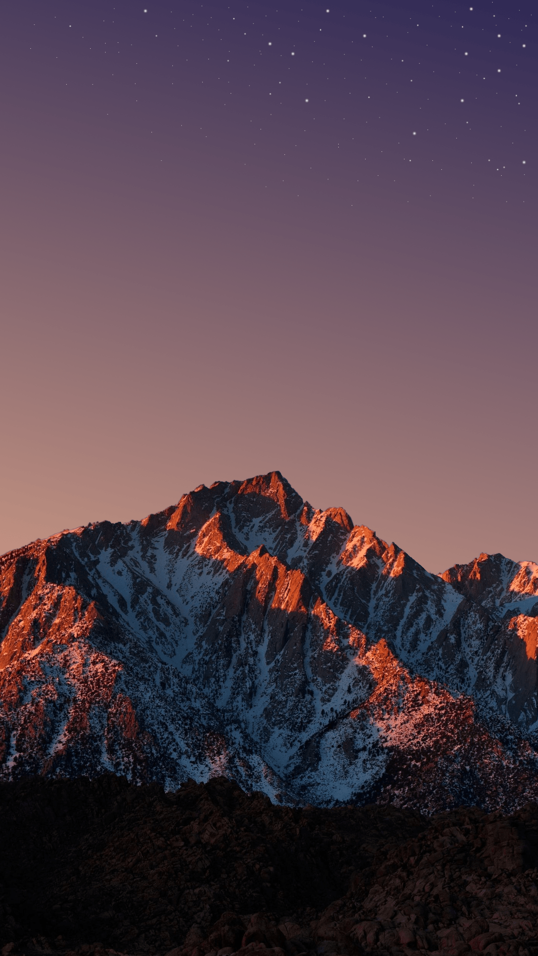 Montagna al crepuscolo con stelle, 1080x1920 Verticale, iPhone Pro Max