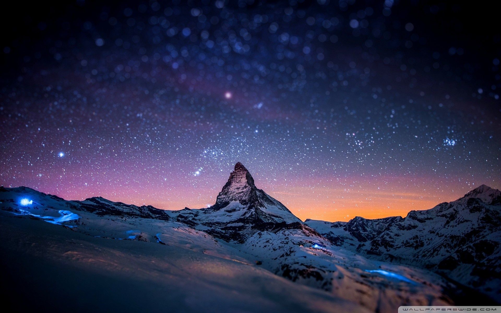 Montagna innevata sotto cielo stellato, 1920x1200 Full HD+, iMac