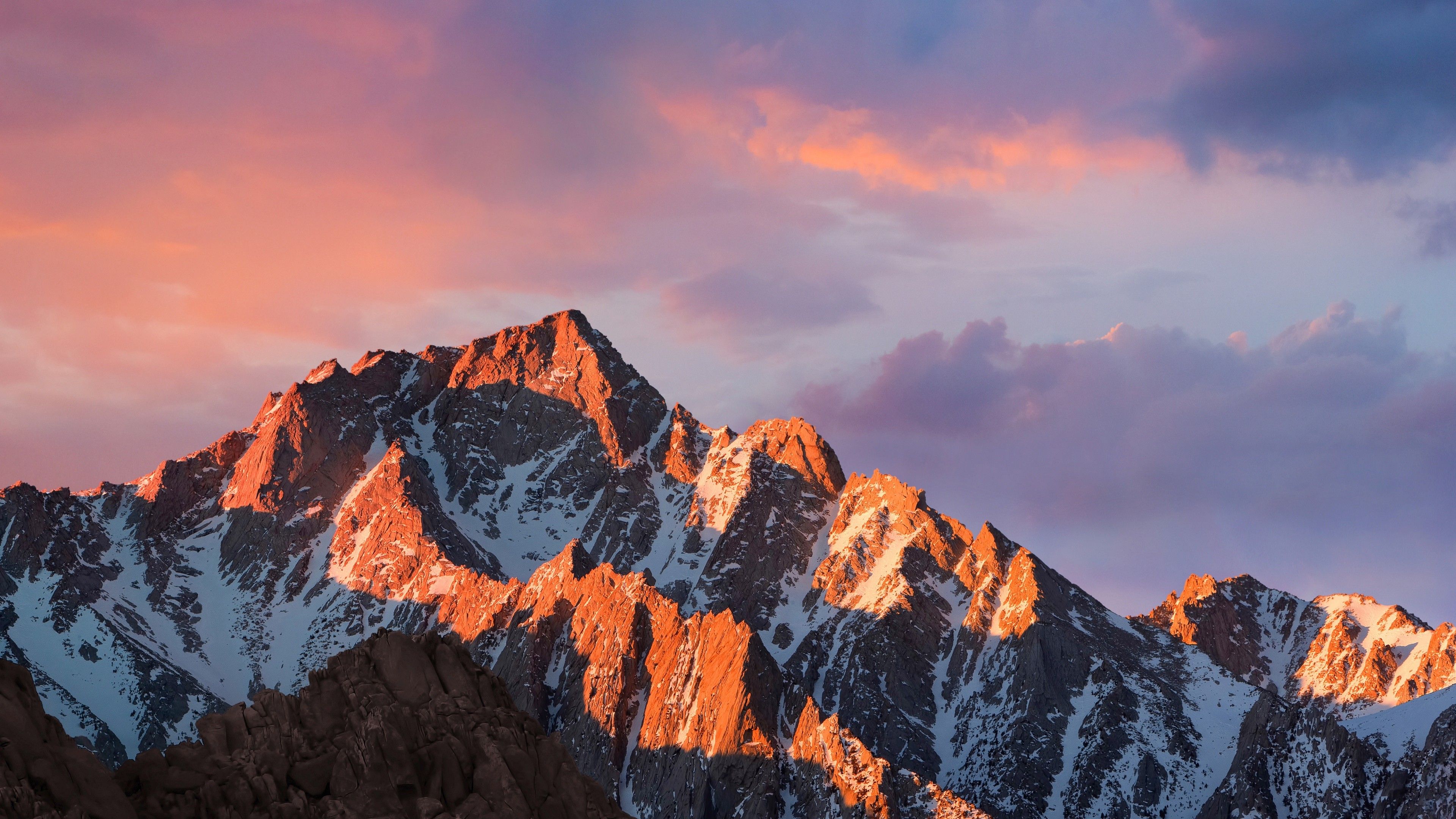 Montagne innevate al tramonto, 3840x2160 UHD, PC 4K