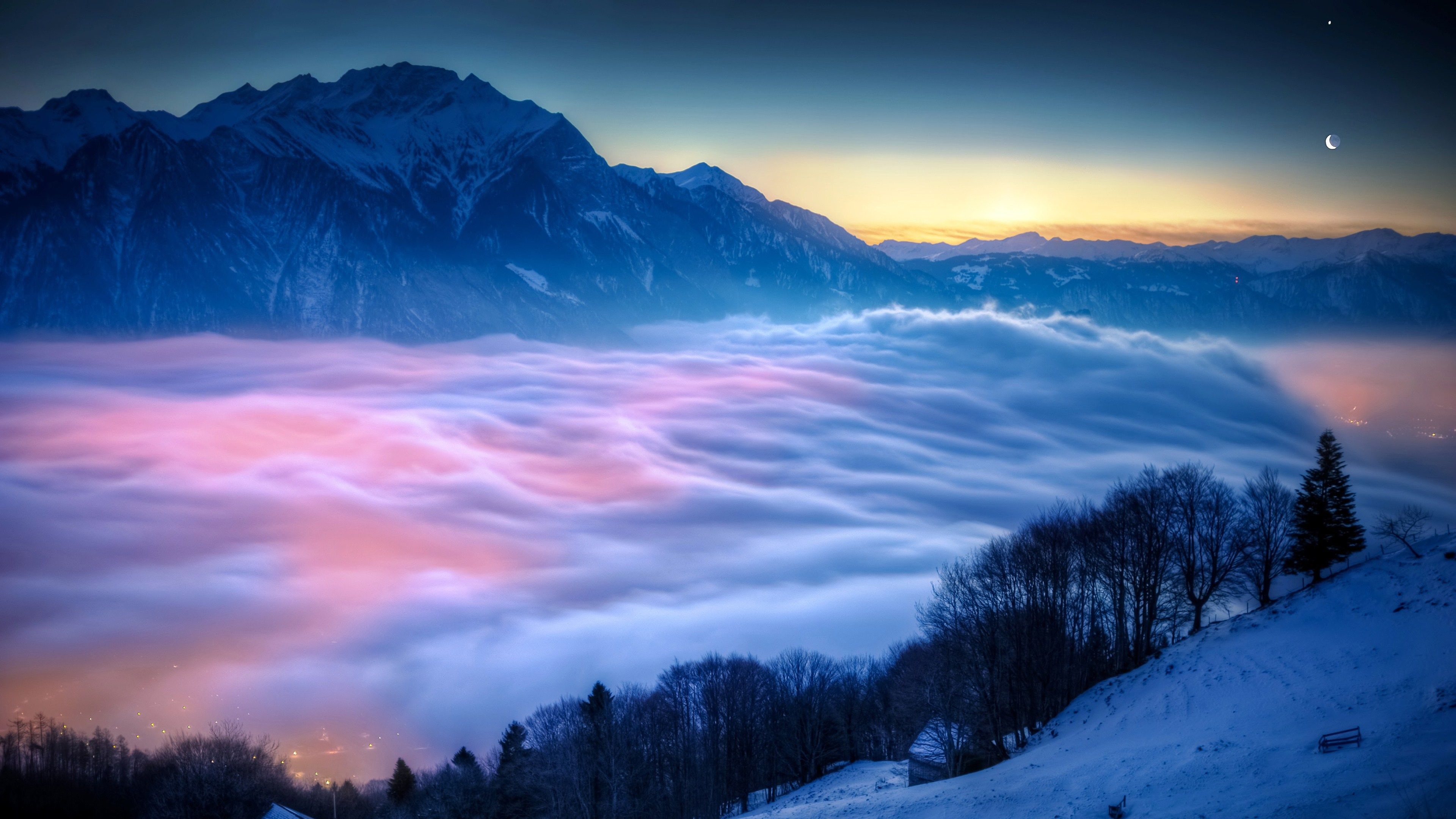 Montagne con mare di nuvole, 3840x2160 4K Ultra HD, Monitor 4K