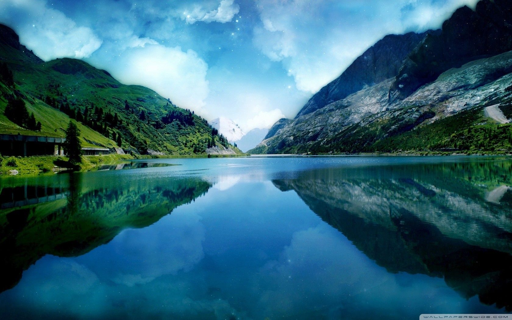 Lago montano con riflesso, 1680x1050 HD Ready, Laptop