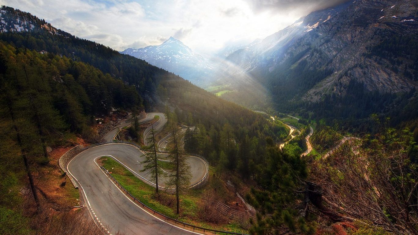 Strada tornante montagna giapponese, 1366x768 HD, Desktop