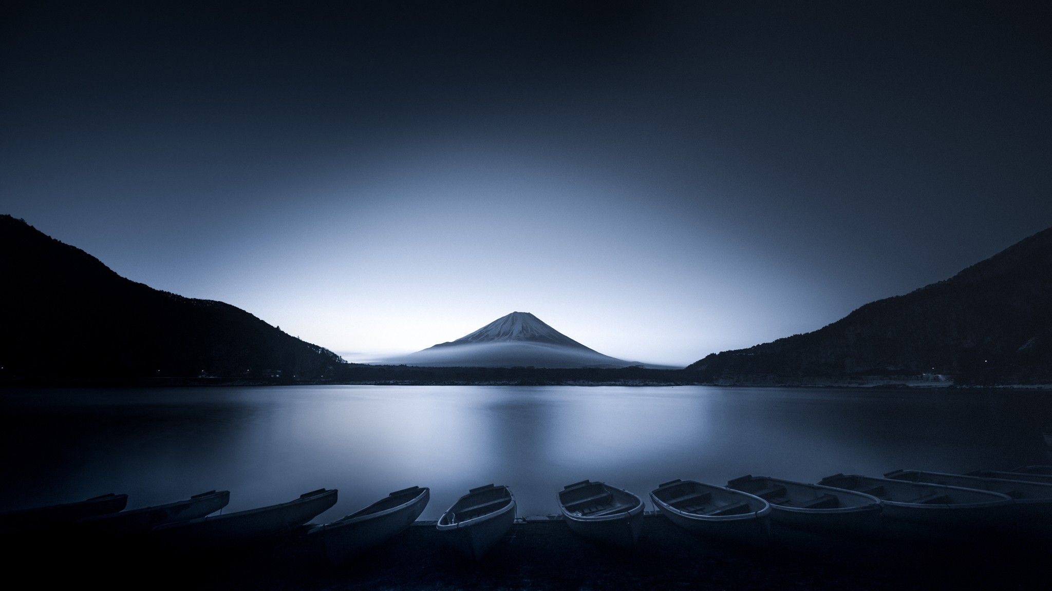 Monte Fuji all'alba, lago, 2048x1152 2K, Desktop