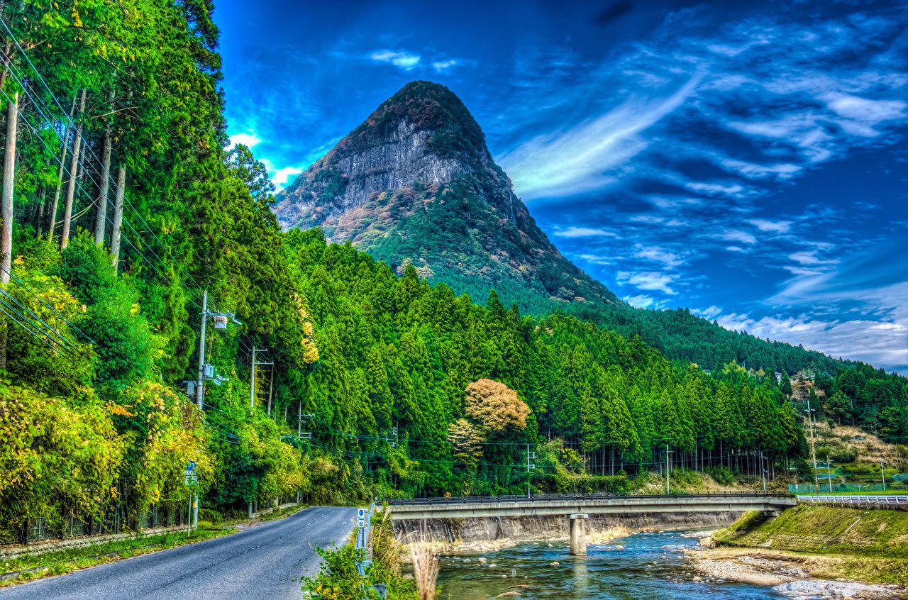 Montagna verde con strada e ponte, 1280x846 HD, Desktop