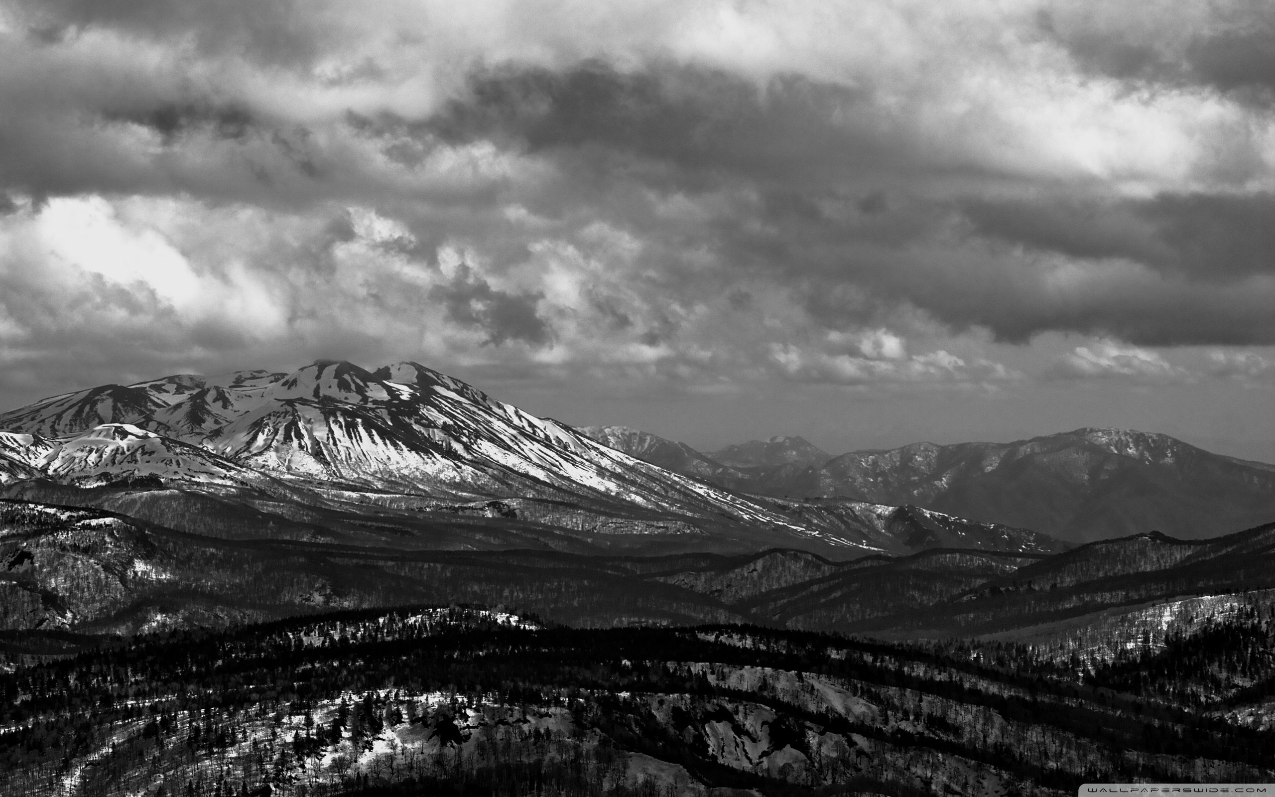 Montagne innevate bianco e nero, 2560x1600 2K+, Desktop