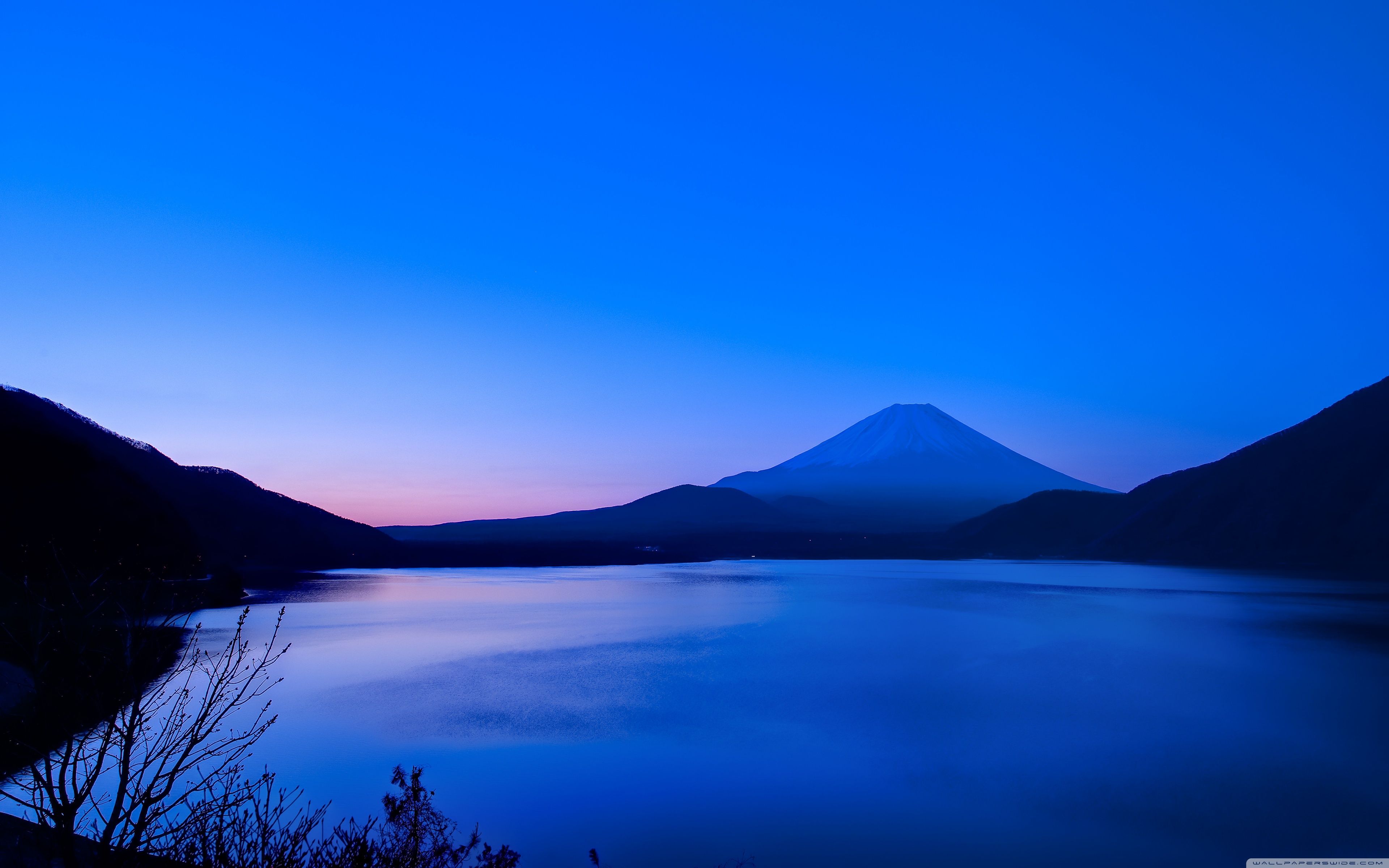 Monte Fuji al crepuscolo, lago, Giappone, 3840x2400 4K, Desktop 4K