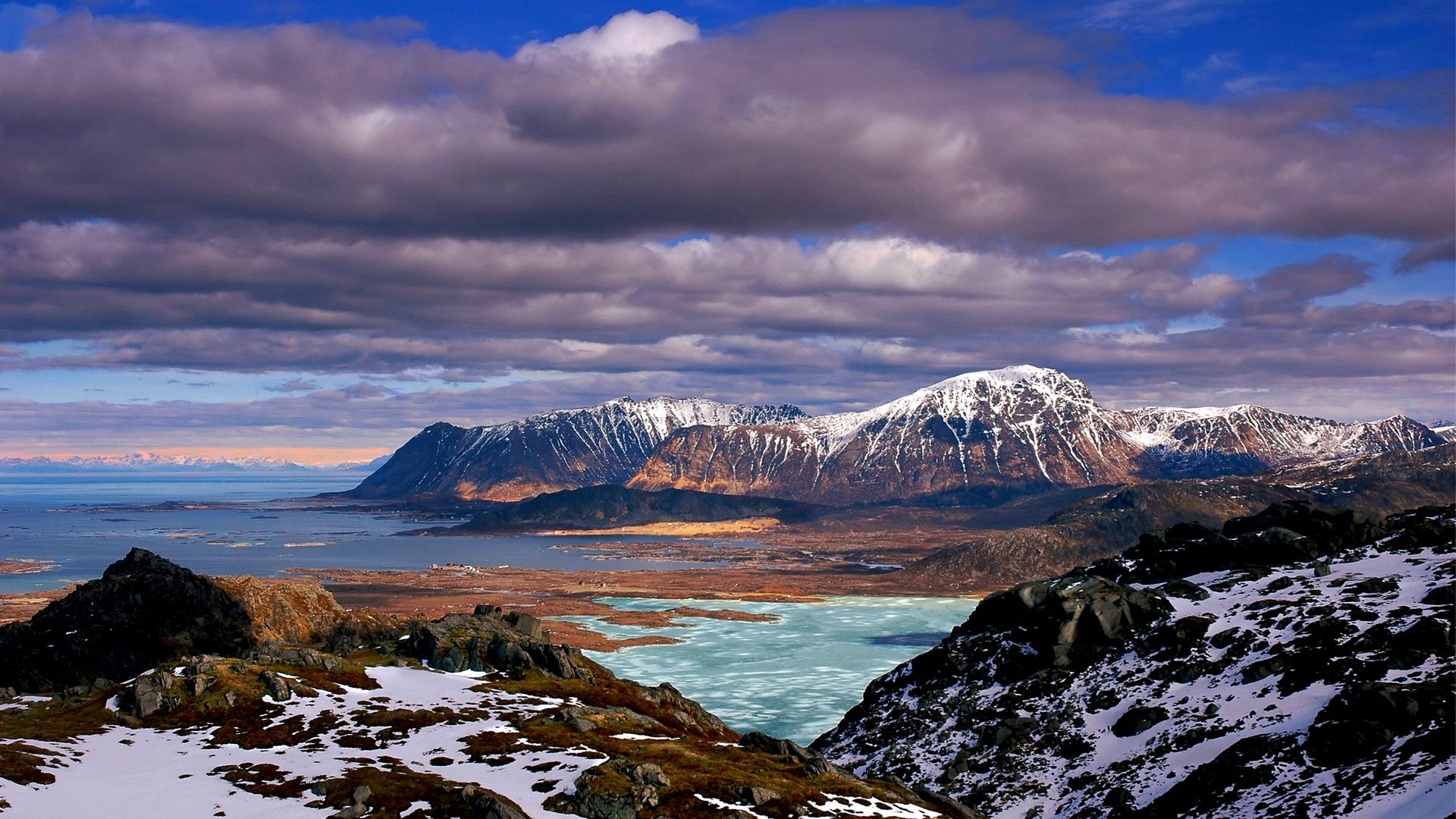 Montagne innevate con lago, 1920x1080 1080p, PC