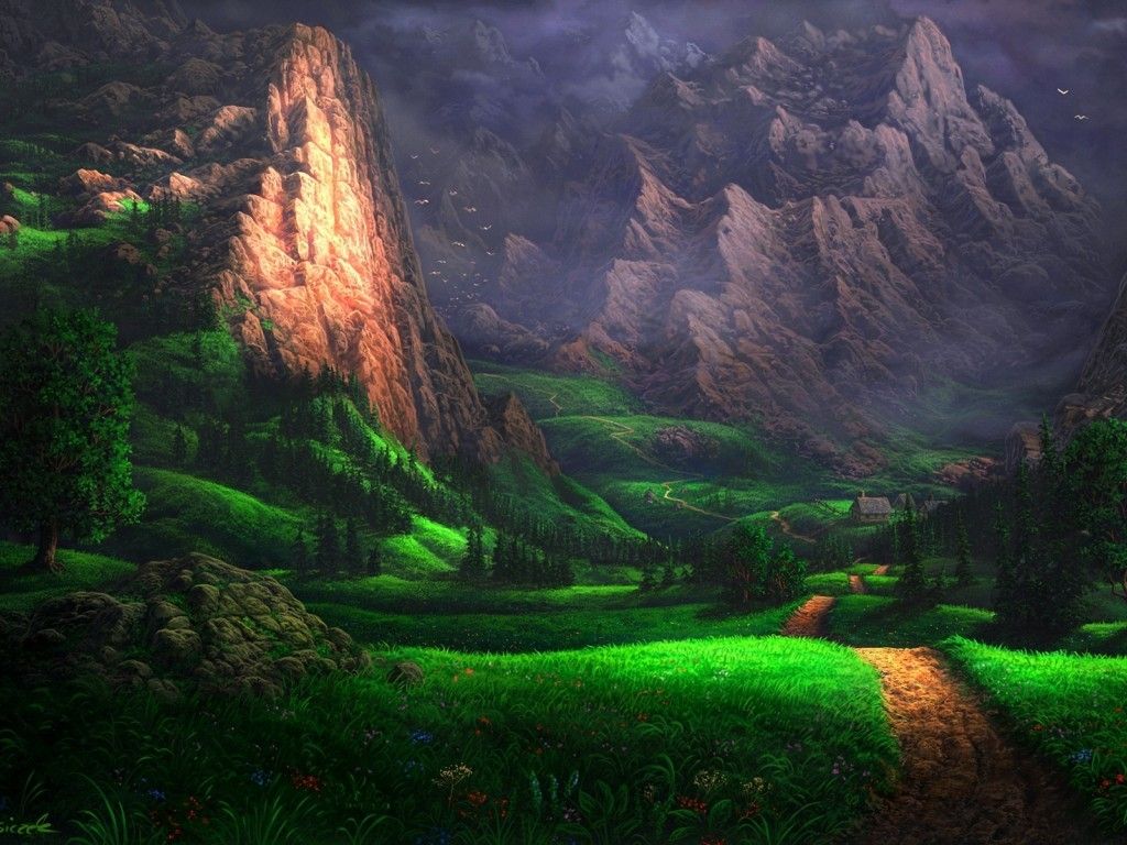 Montagne rocciose valle verde, 1024x768 HD, Desktop