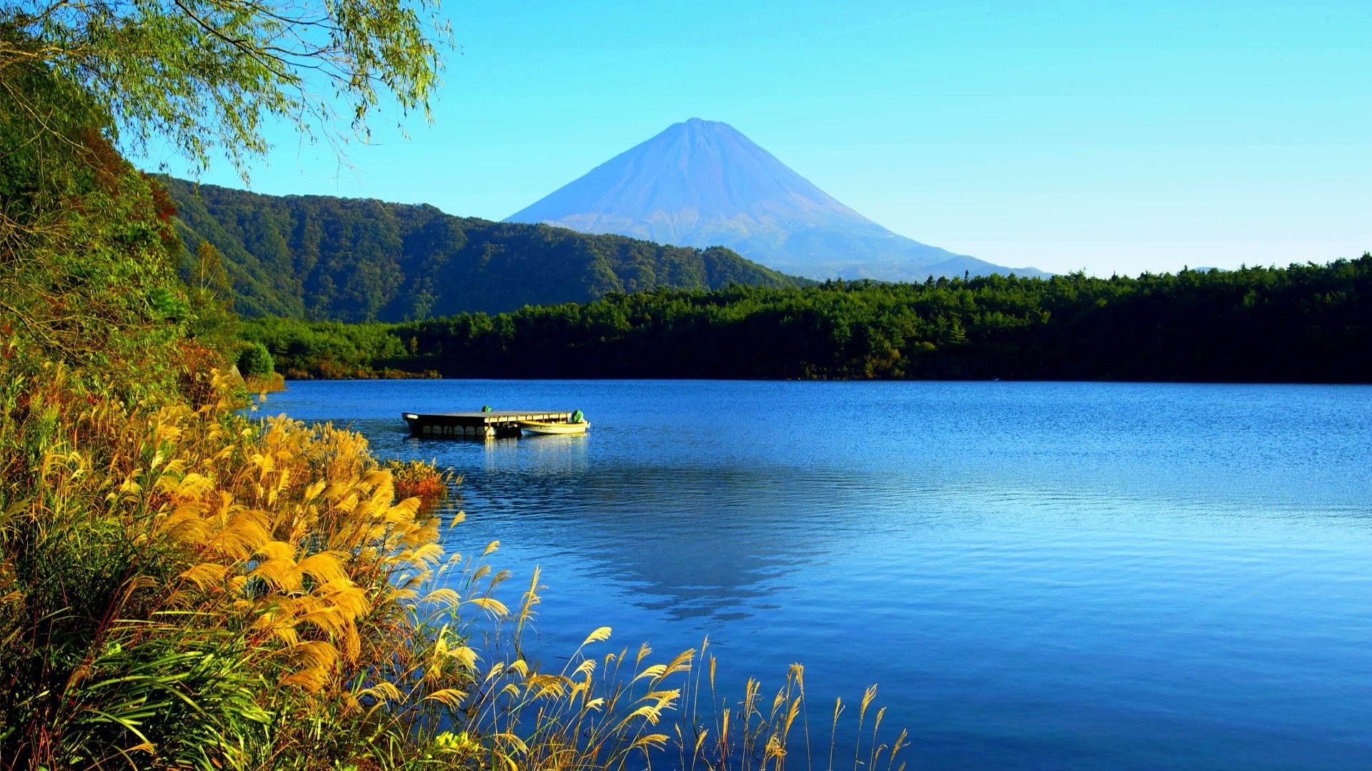 Monte Fuji lago barca, 1920x1080 Full HD 1080p, Laptop