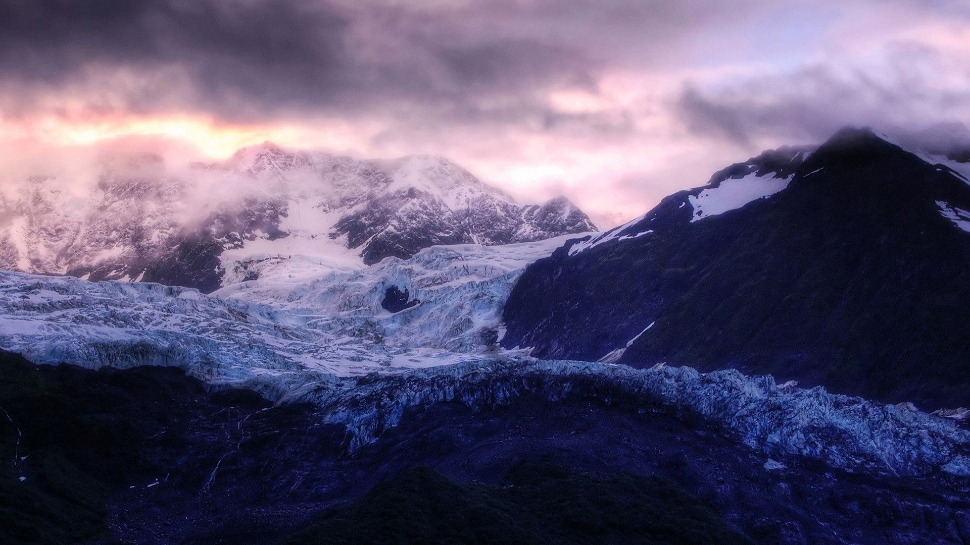 Montagne innevate al tramonto, 1920x1080 Full HD, Laptop