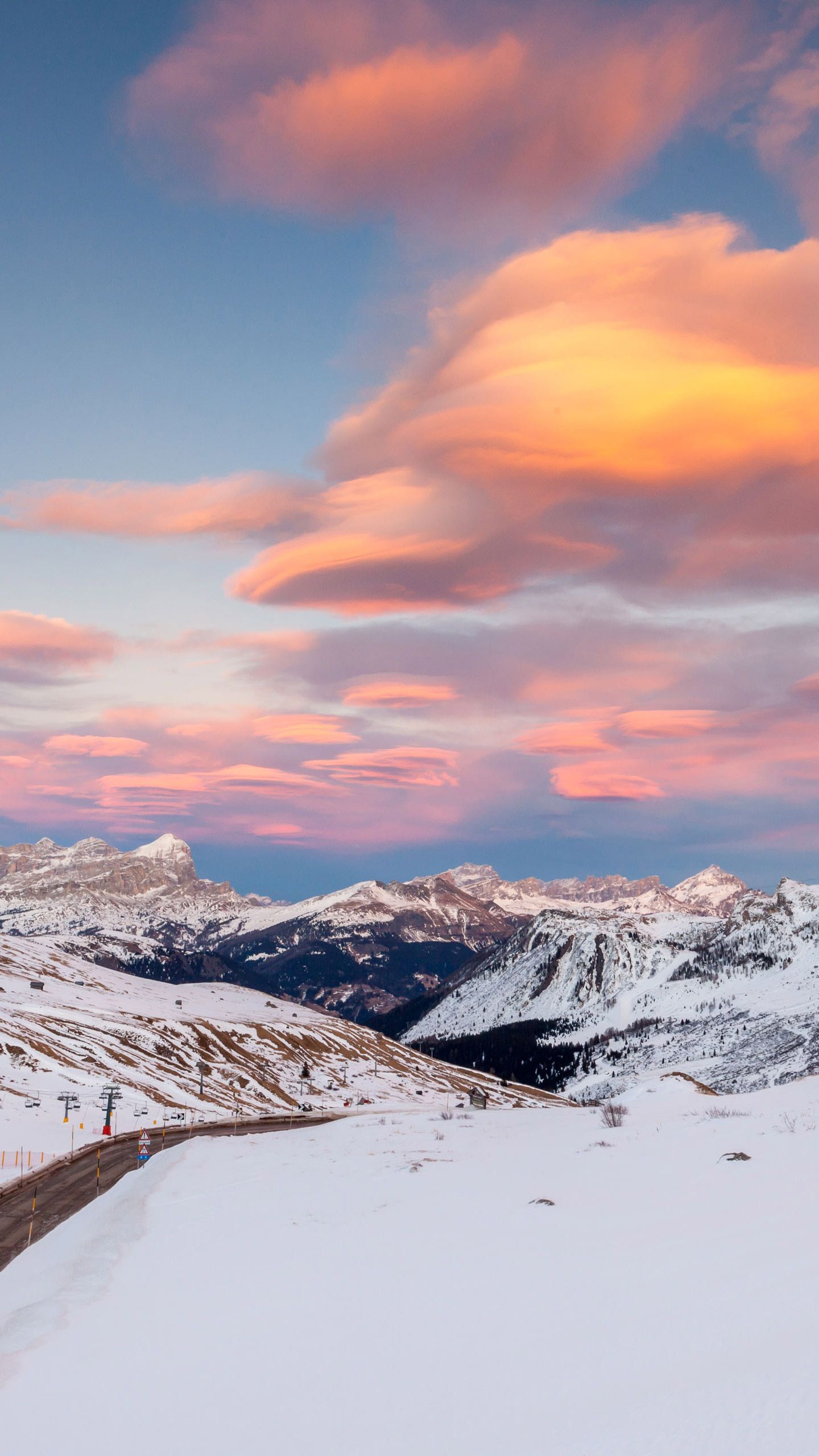 Montagne innevate al tramonto, 1440x2560 Verticale, Mobile