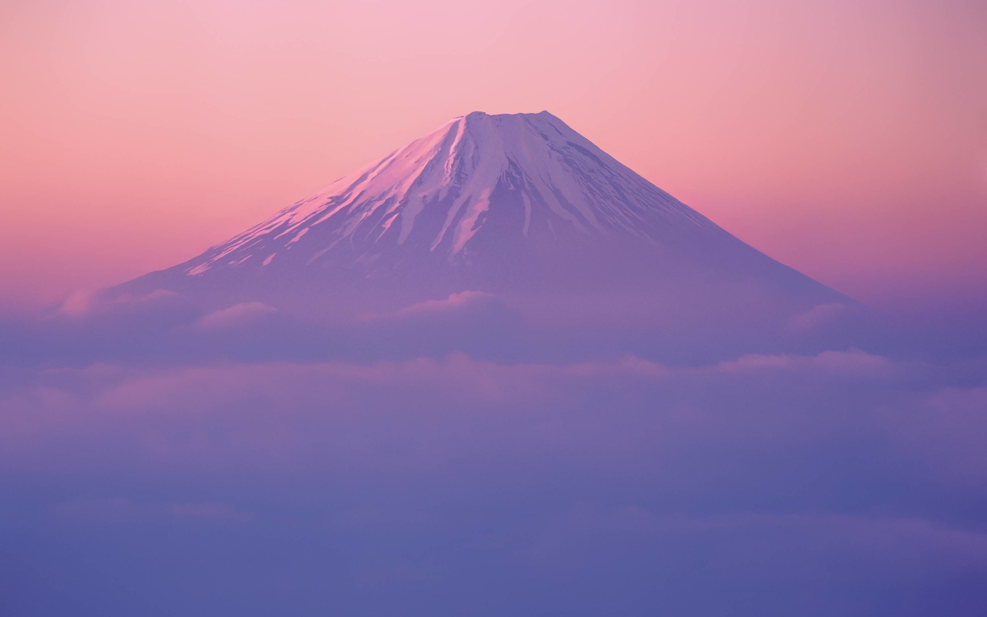 Monte Fuji tra nuvole rosa, vulcano, 3200x2000 2K, Desktop
