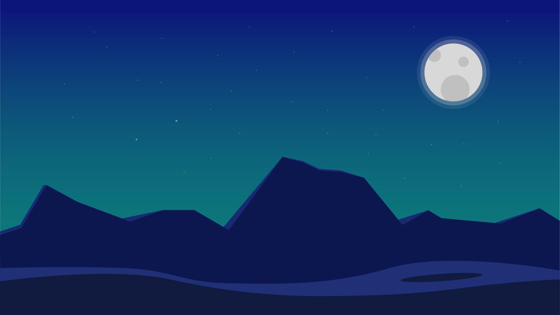 Montagne notturne con luna, 1921x1081 Full HD 1080p, PC Desktop