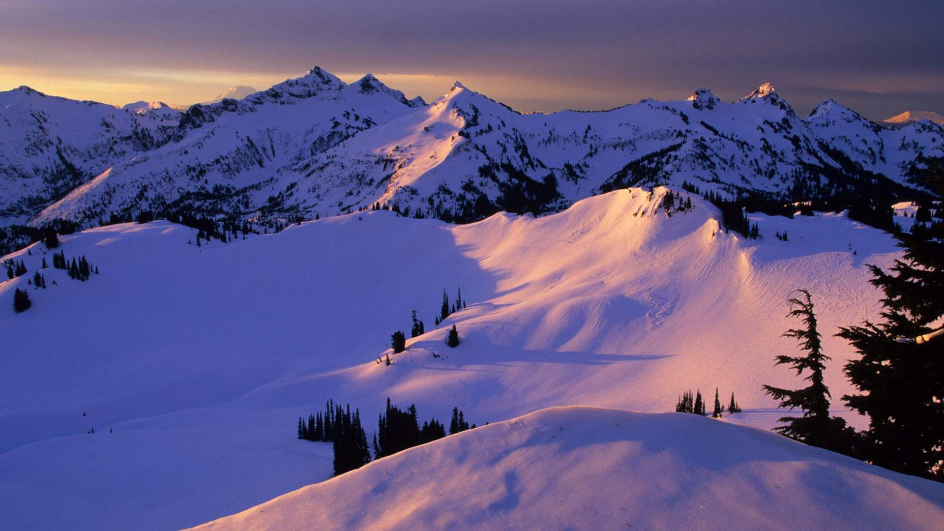 Montagne innevate al tramonto, 1920x1080 Full HD, Desktop