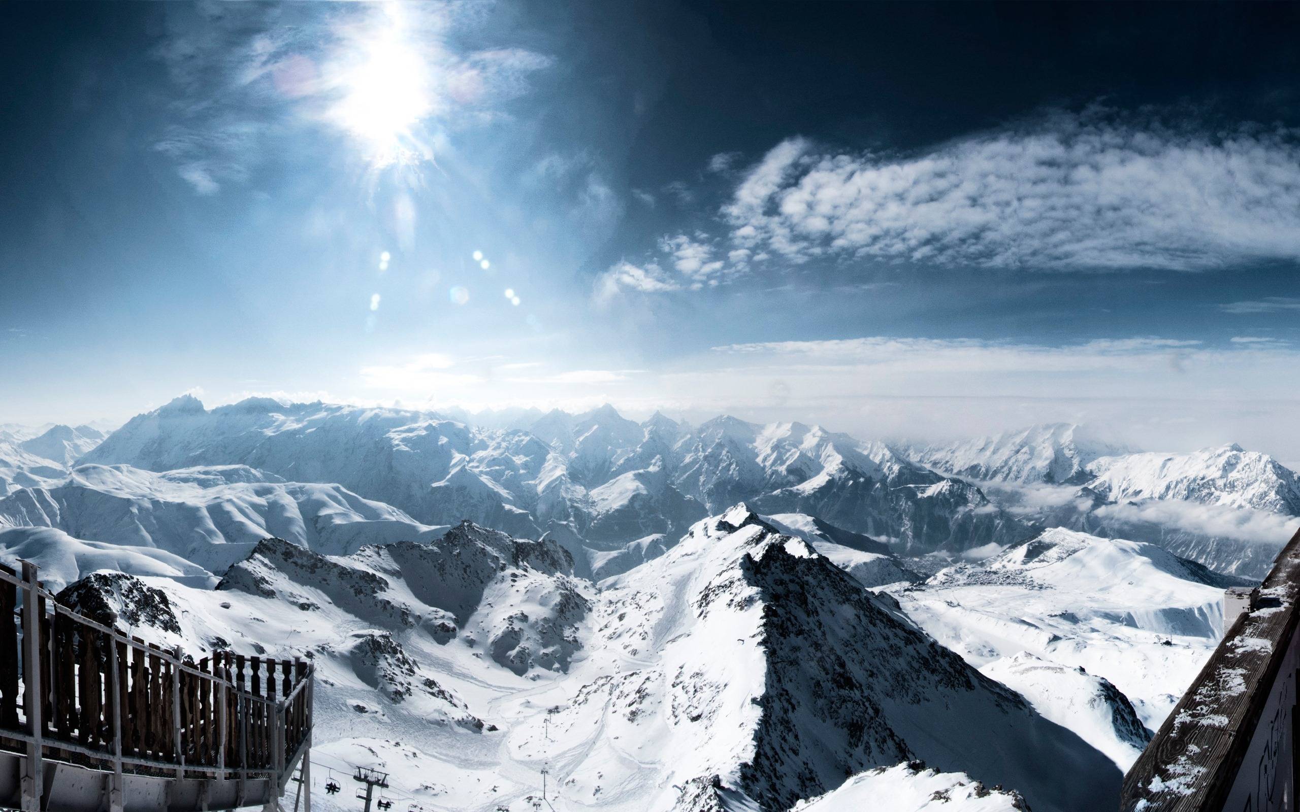 Montagne innevate con sole, 2560x1600 WQXGA, Laptop