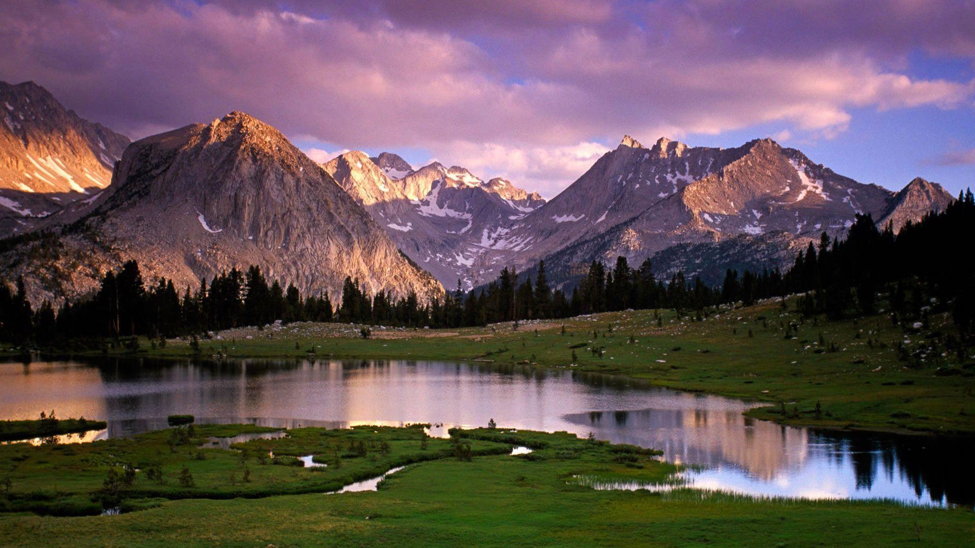 Montagne al tramonto con lago, 1920x1080 Full HD 1080p, PC