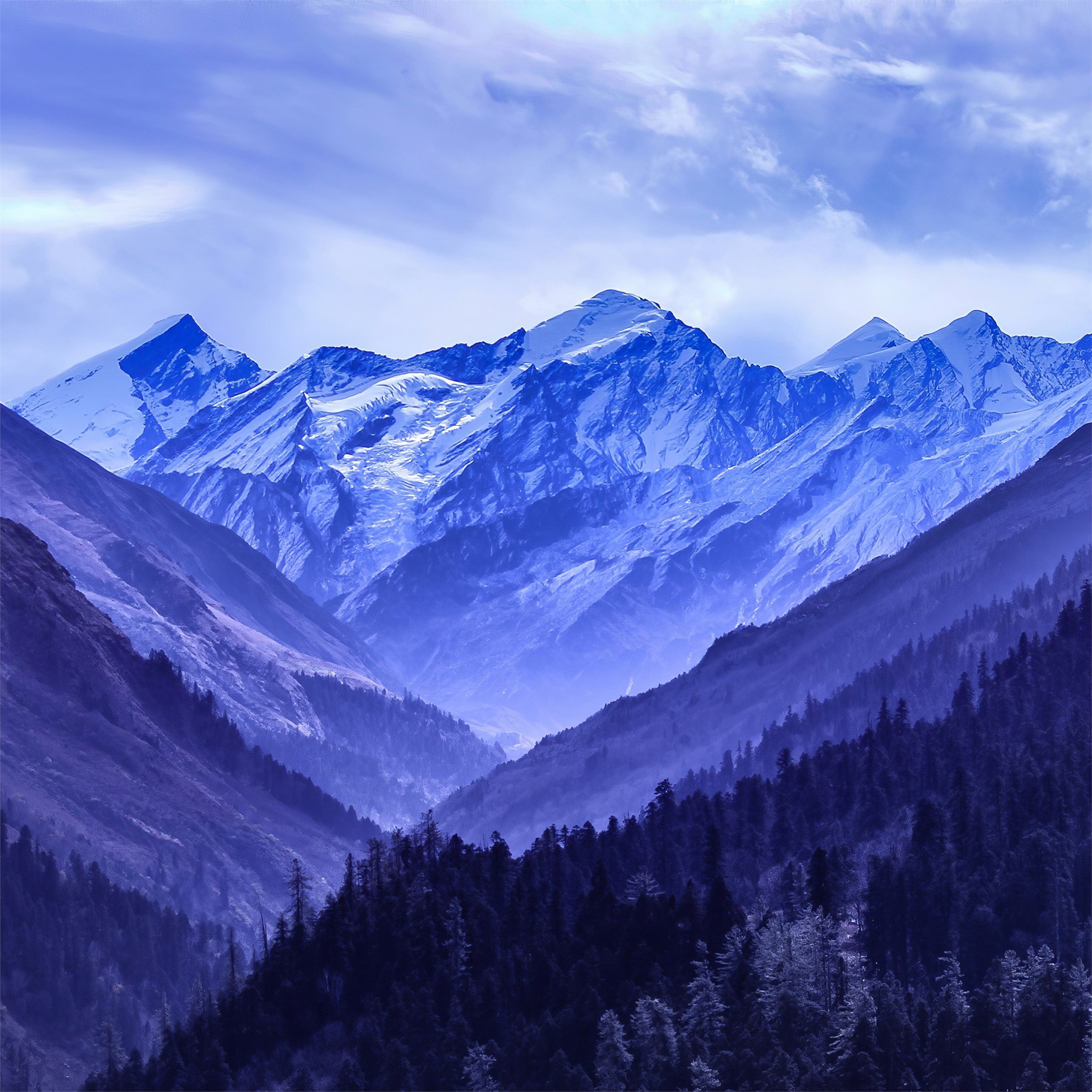 Montagne innevate blu, 2732x2732 2K+, Laptop