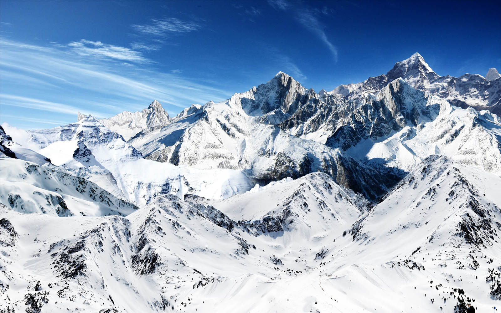 Montagne innevate cielo blu, 1600x1000 HD, PC