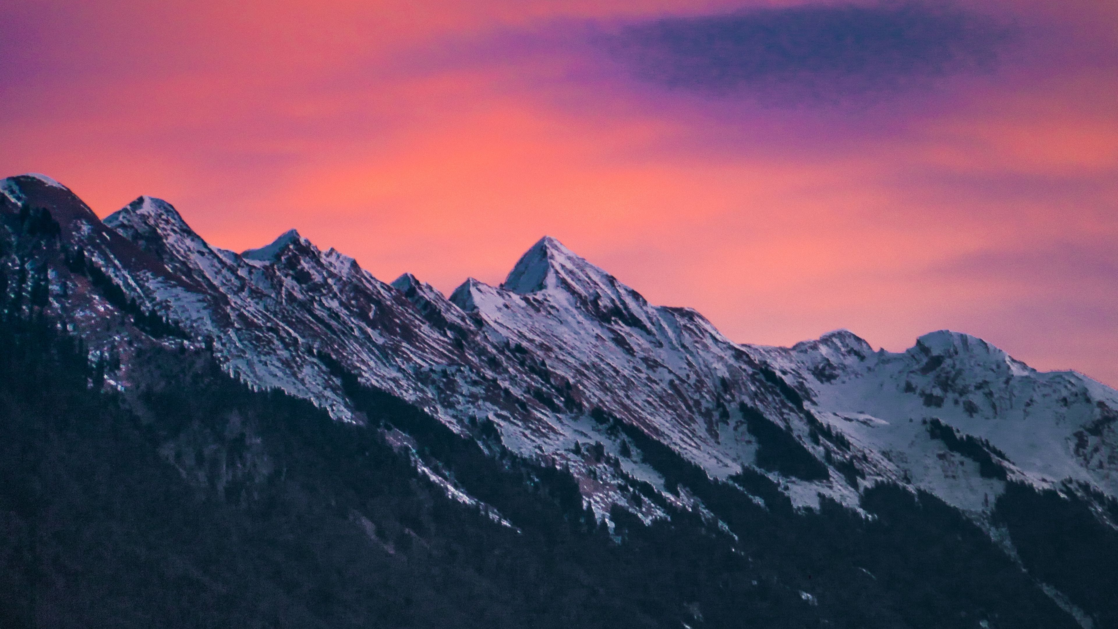 Montagne innevate al tramonto, 3840x2160 UHD, PC 4K