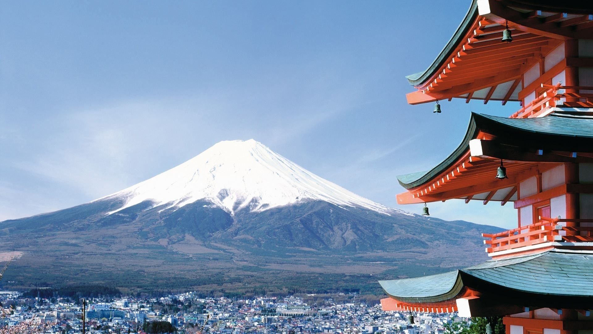 Monte Fuji con foglie autunnali rosse, 1920x1200 WUXGA, Desktop
