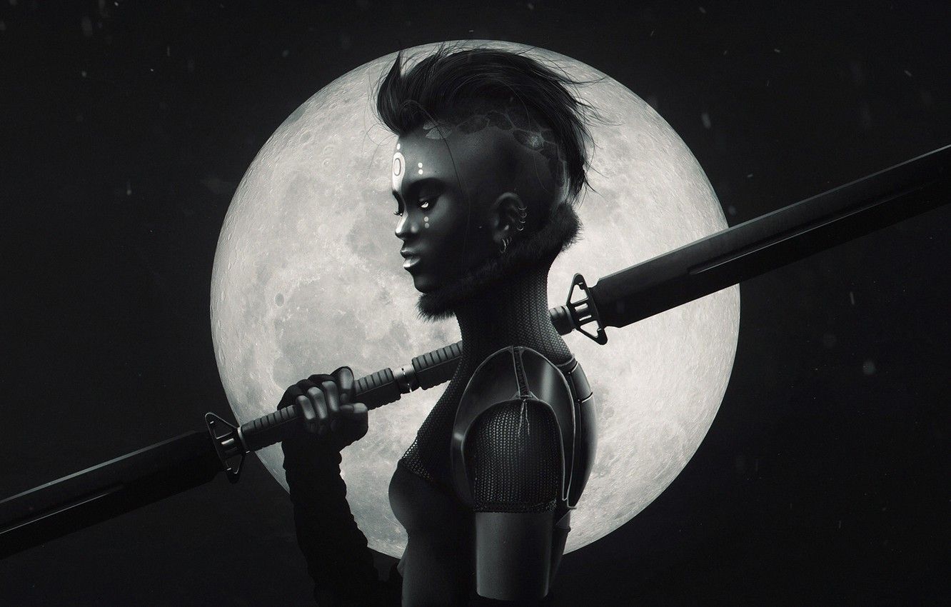 Guerriera con spada e luna, 1332x850 720p, MacBook Air