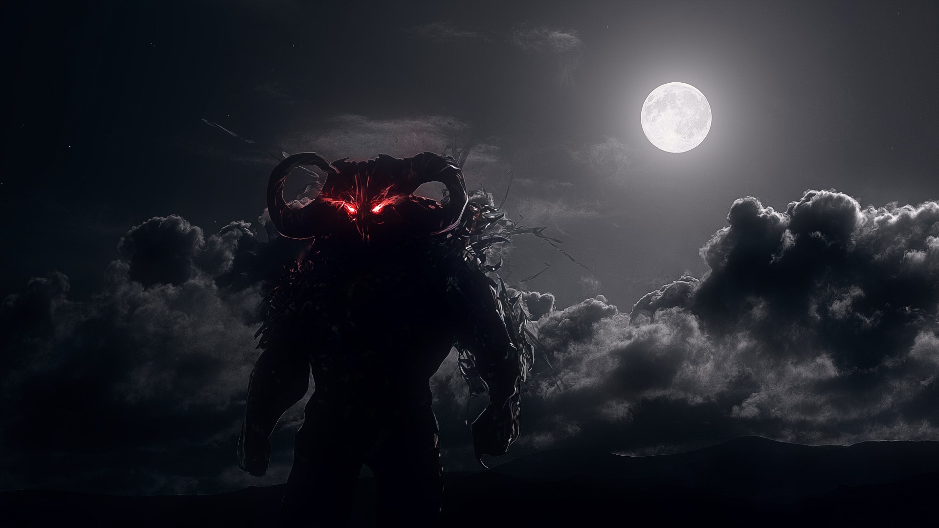 Creatura oscura con luna piena, 1920x1080 Full HD 1080p, Desktop