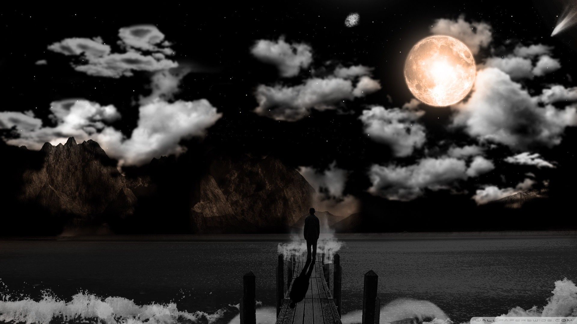 Luna piena notte scura, 1920x1080 Full HD, Laptop