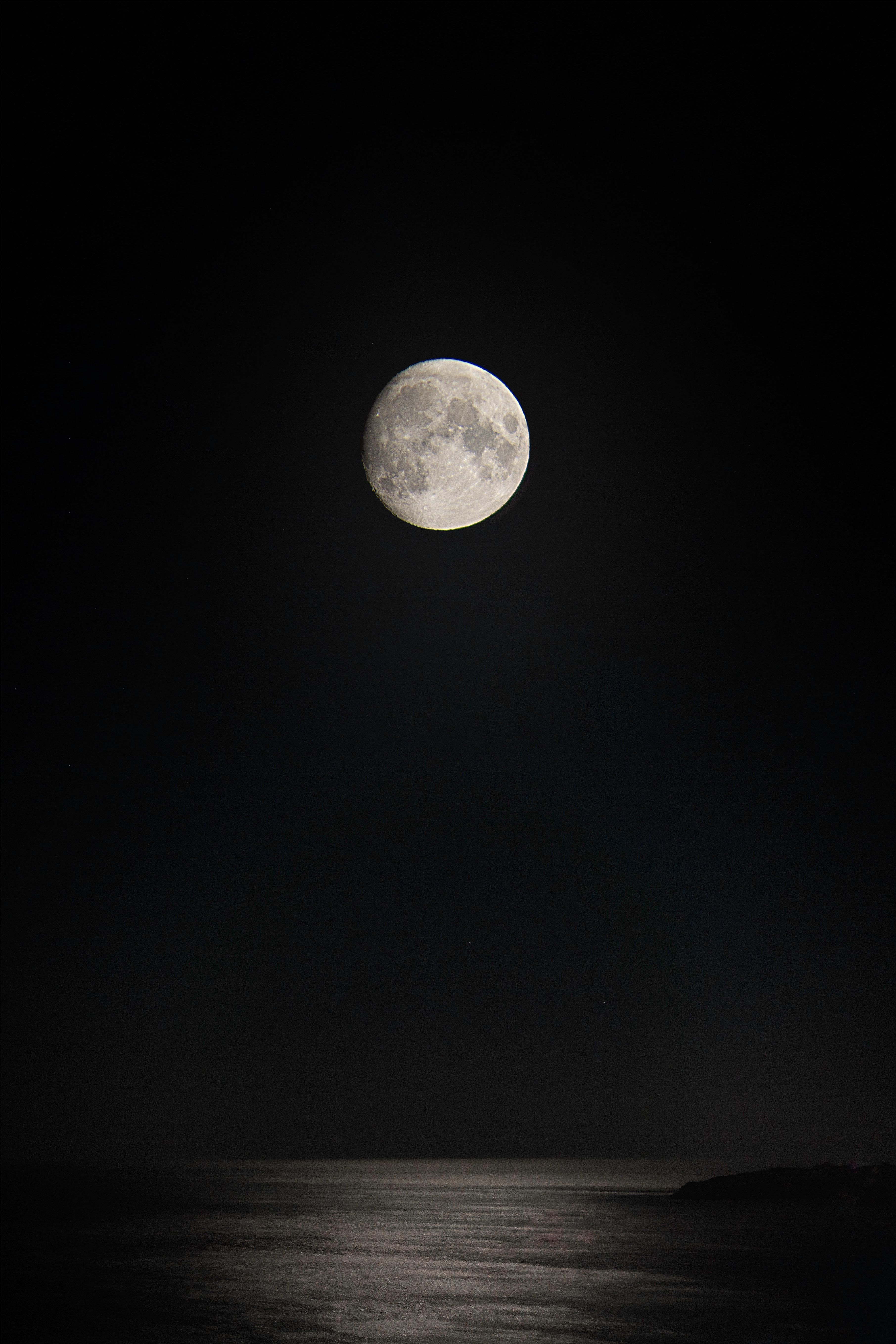 Luna piena su mare notturno, 3623x5434 Full HD Verticale, Smartphone