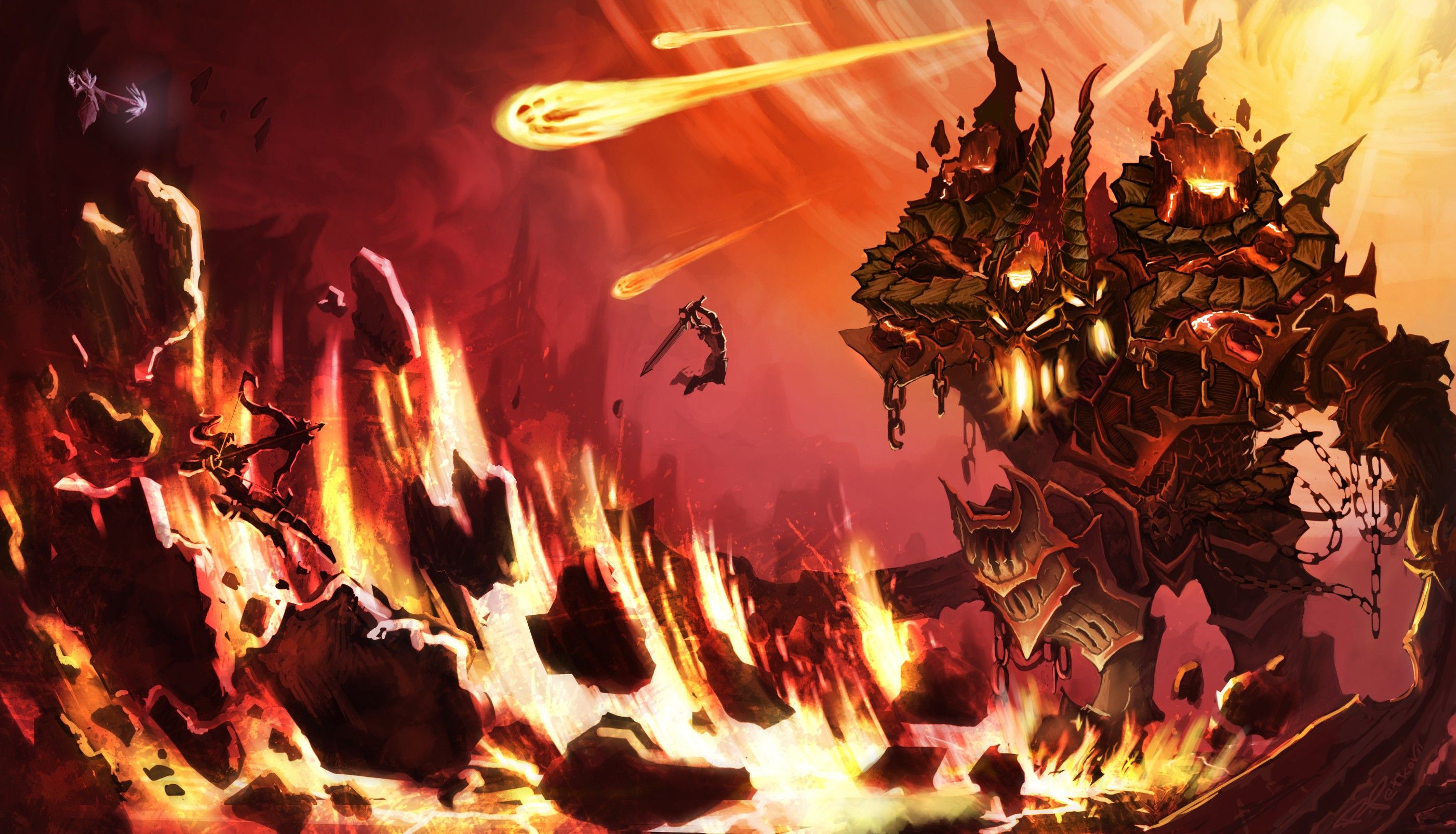 Guerriero demone armatura infernale lava, 2803x1606 2K, Monitor Gaming