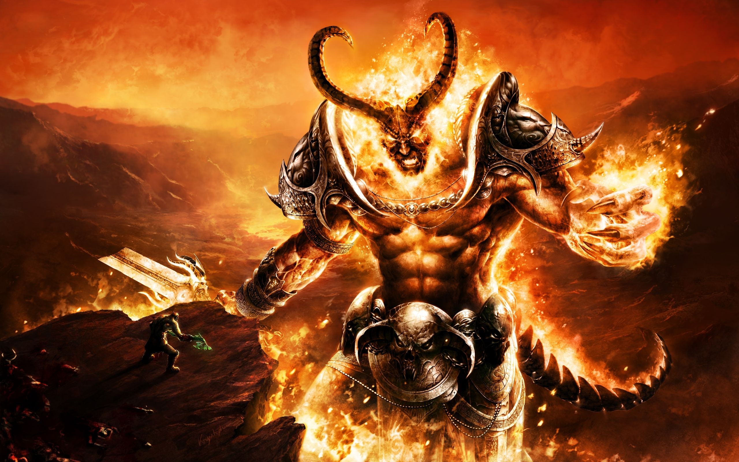 Mostro demone di fuoco, 2560x1600 2K+, Desktop