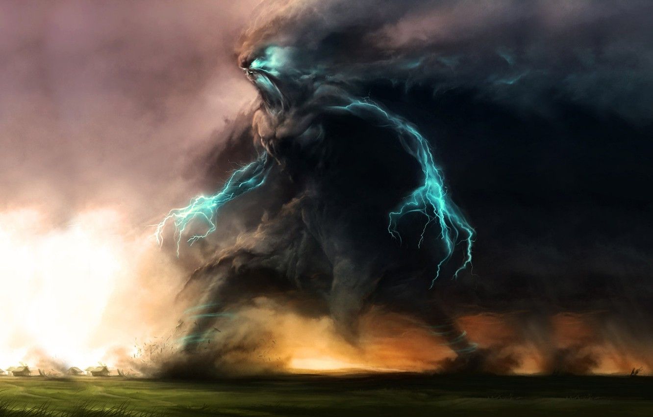 Tornado mostro con fulmini, 1332x850 720p, Laptop
