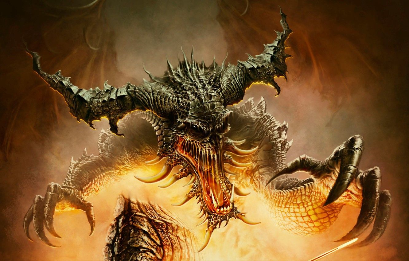 Drago demoniaco tra le fiamme, 1332x850 720p, Laptop