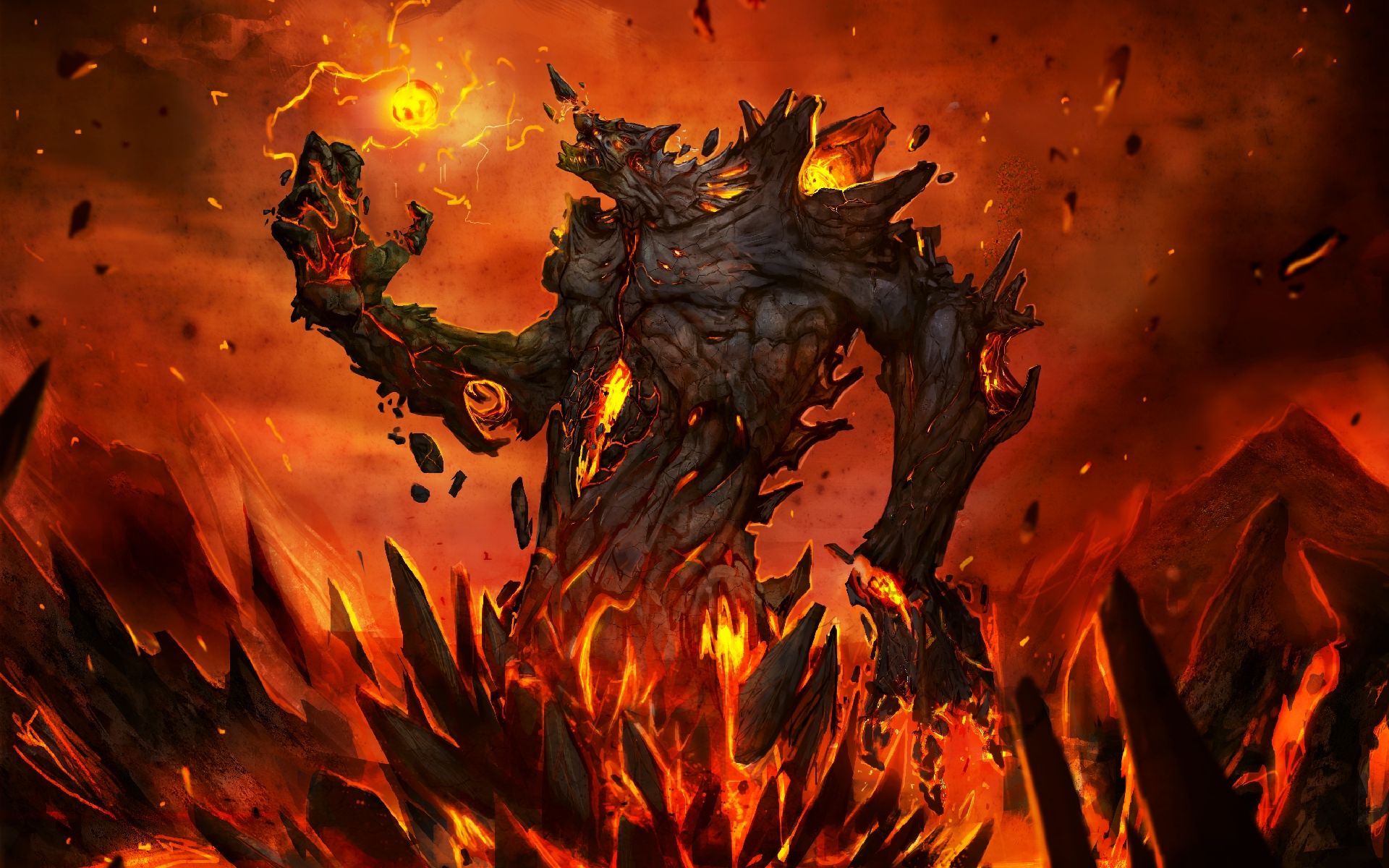 Mostro albero infuocato fantasy, 1920x1200 Full HD+ WUXGA, Laptop