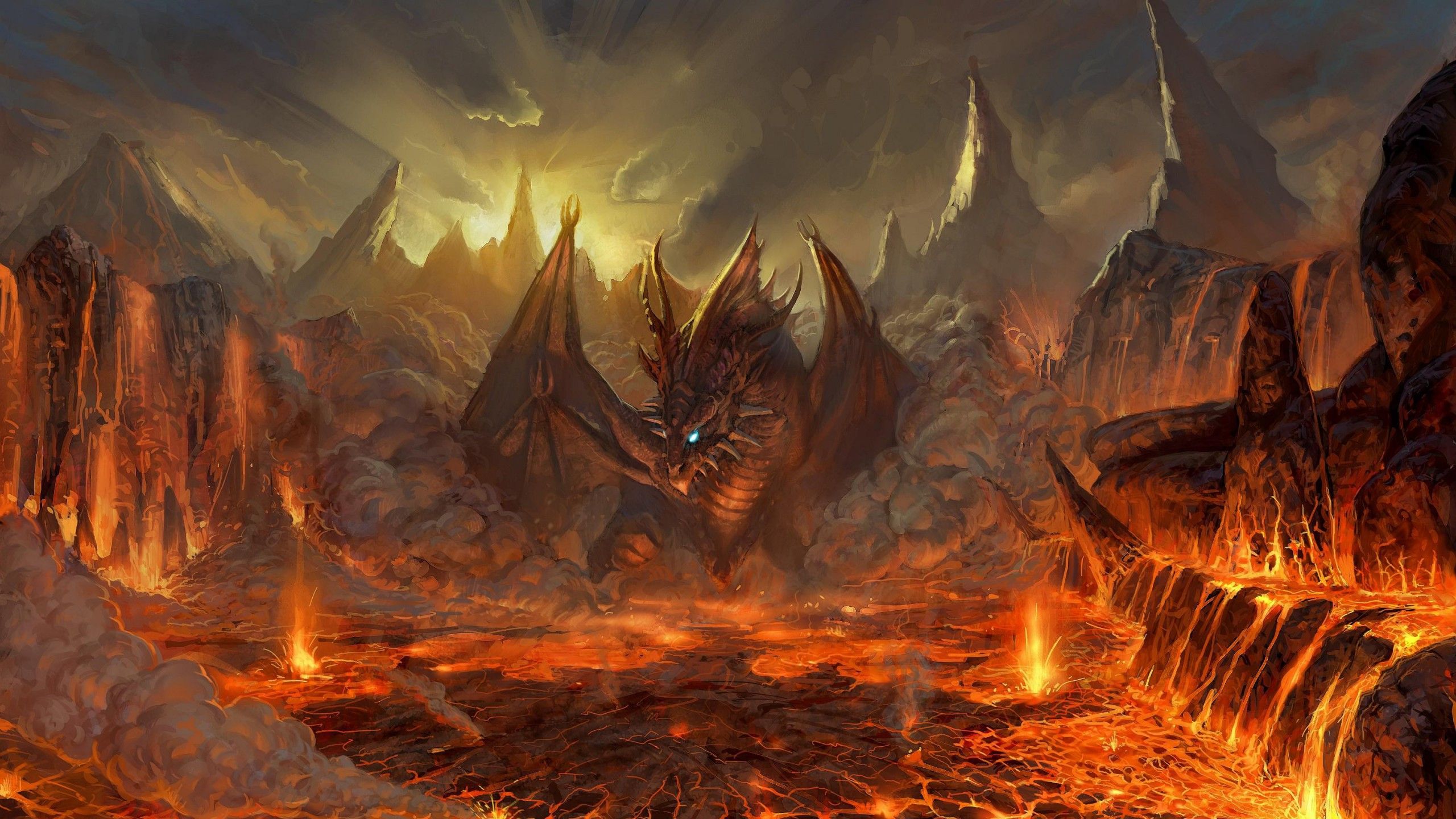 Drago demone paesaggio infernale, 2560x1440 2K QHD, PC