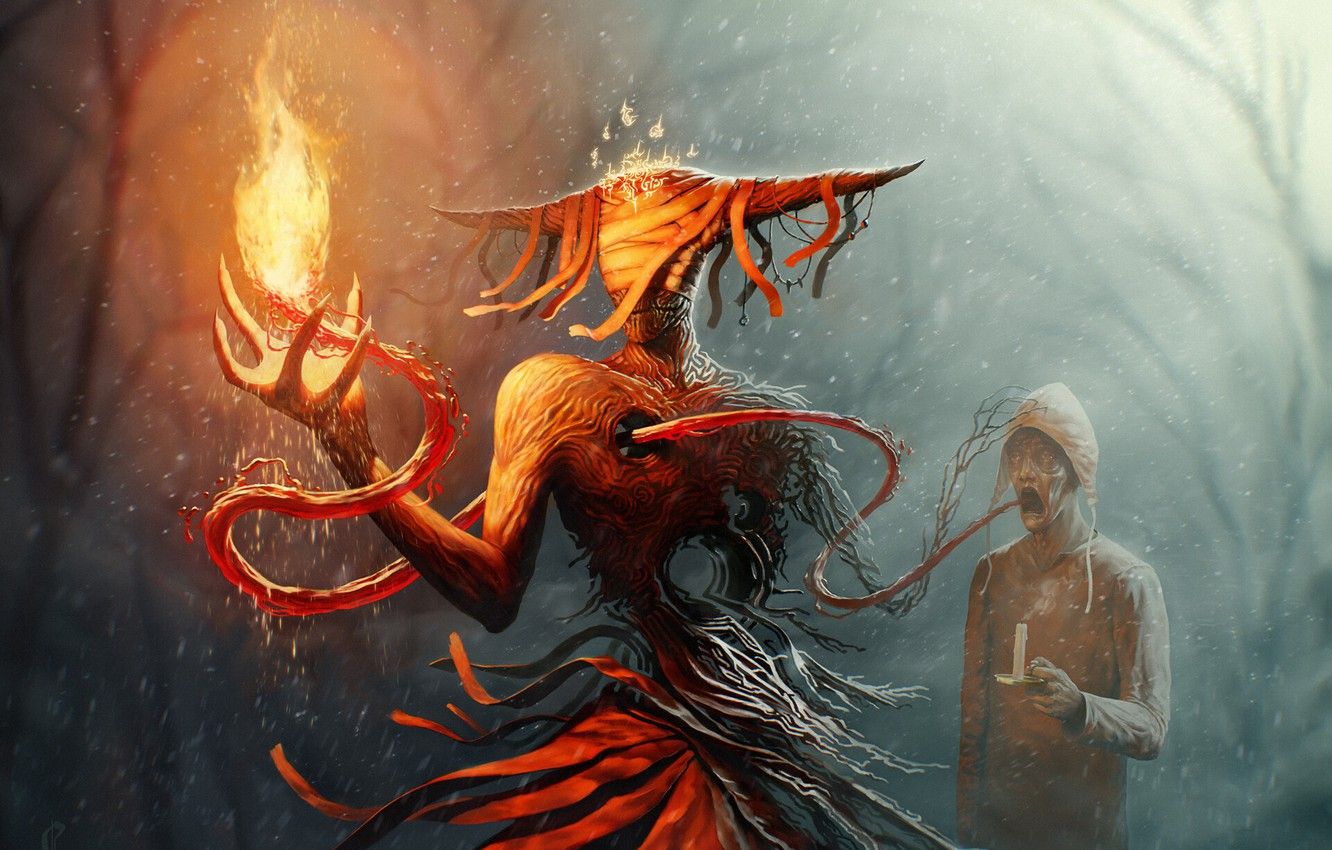 Mostro di fuoco fantasy, 1332x850 HD, Desktop