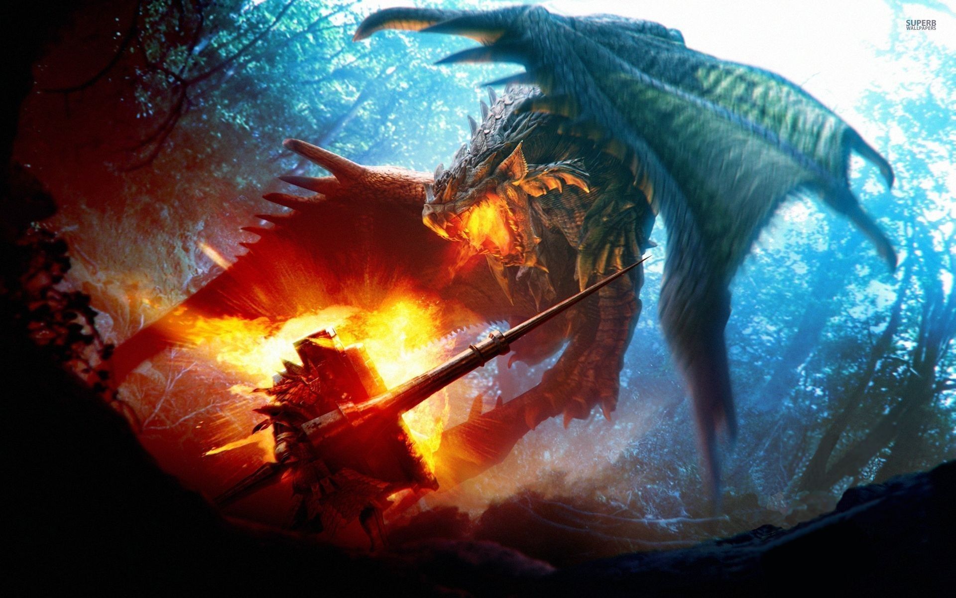 Drago sputa fuoco su cavaliere, 1920x1200 Full HD+ WUXGA, iMac