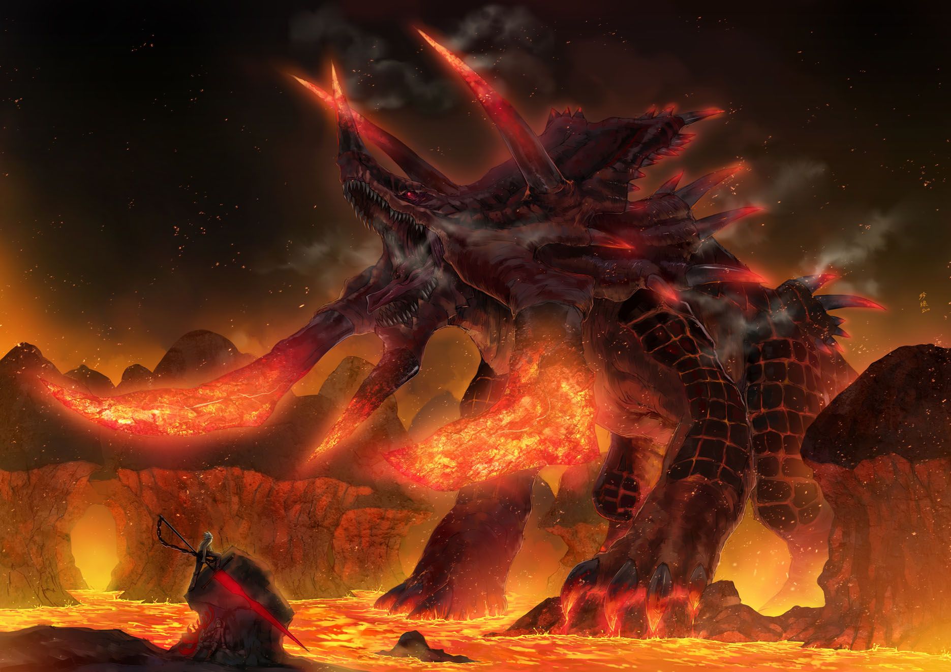 Mostro demone di fuoco, 1871x1323 HD, Desktop