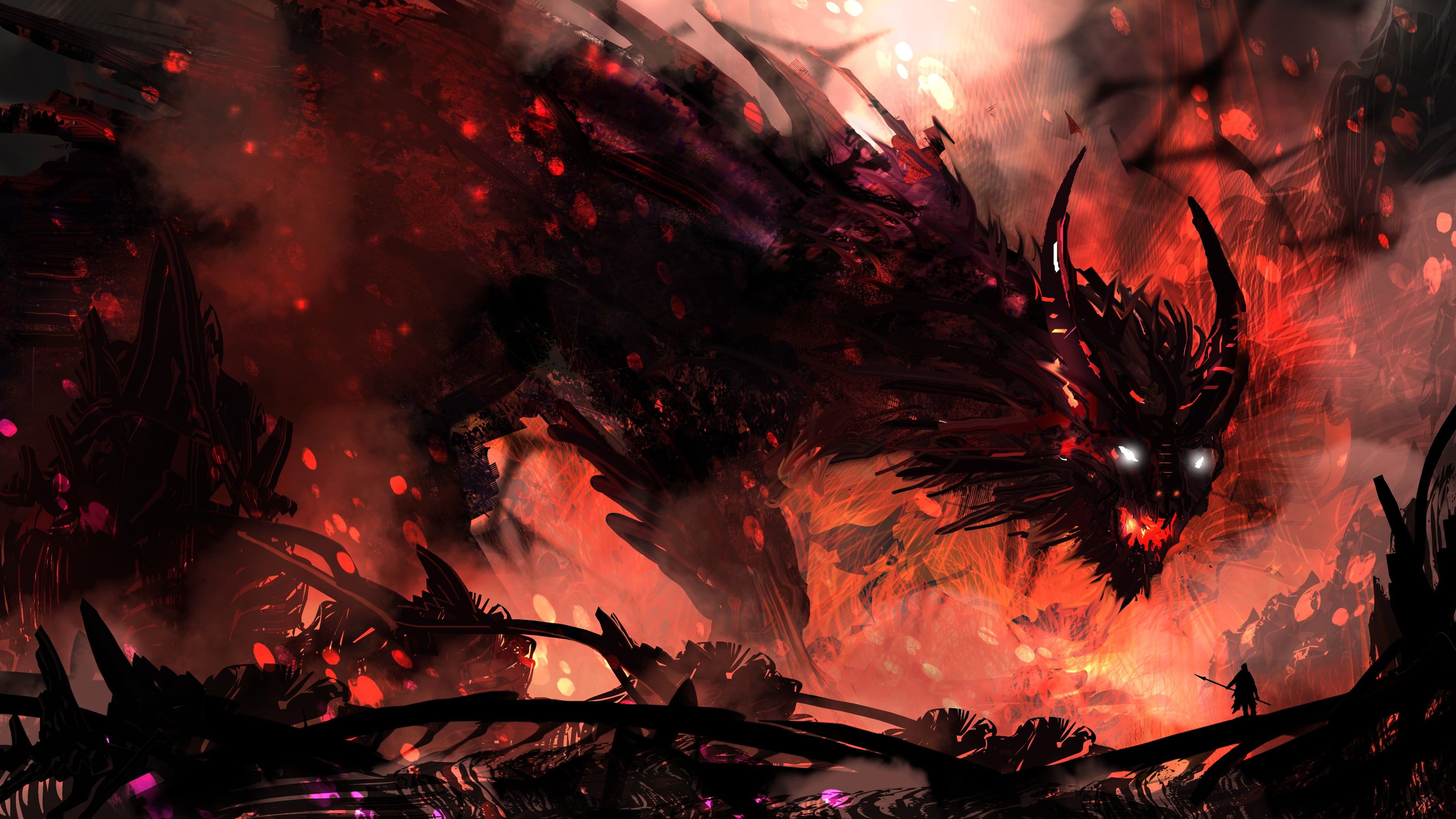 Mostro di fuoco nero, 3840x2160 Ultra HD, 4K TV