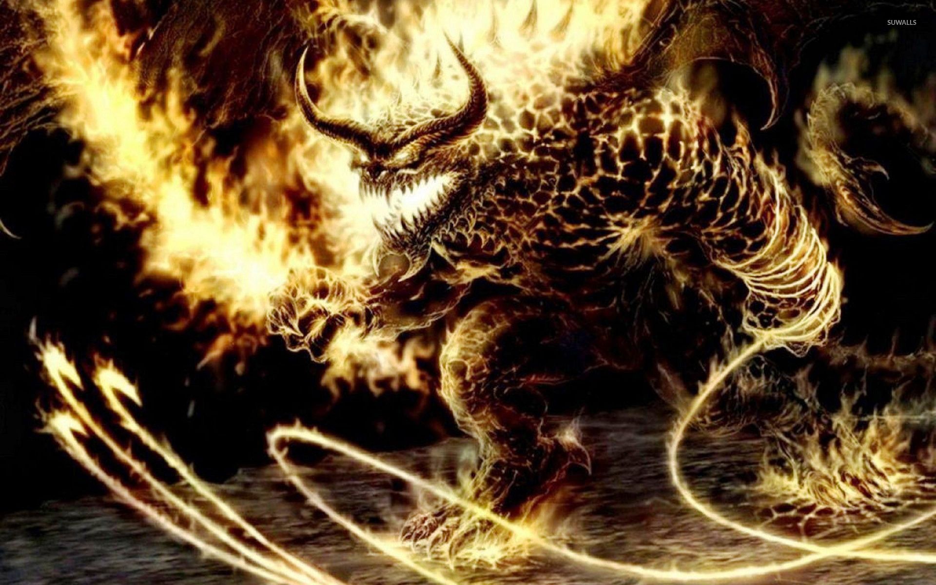 Mostro di fuoco con corna, 1920x1200 Full HD+ WUXGA, Desktop