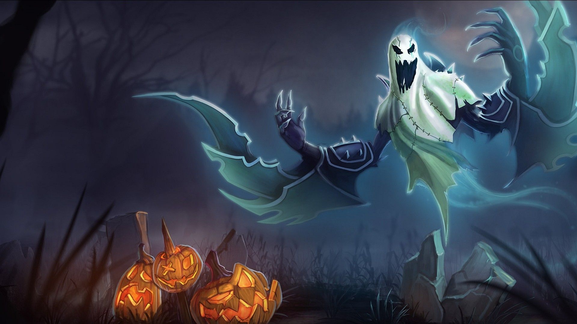 Fantasma spettrale con zucche, 1920x1080 1080p, Desktop